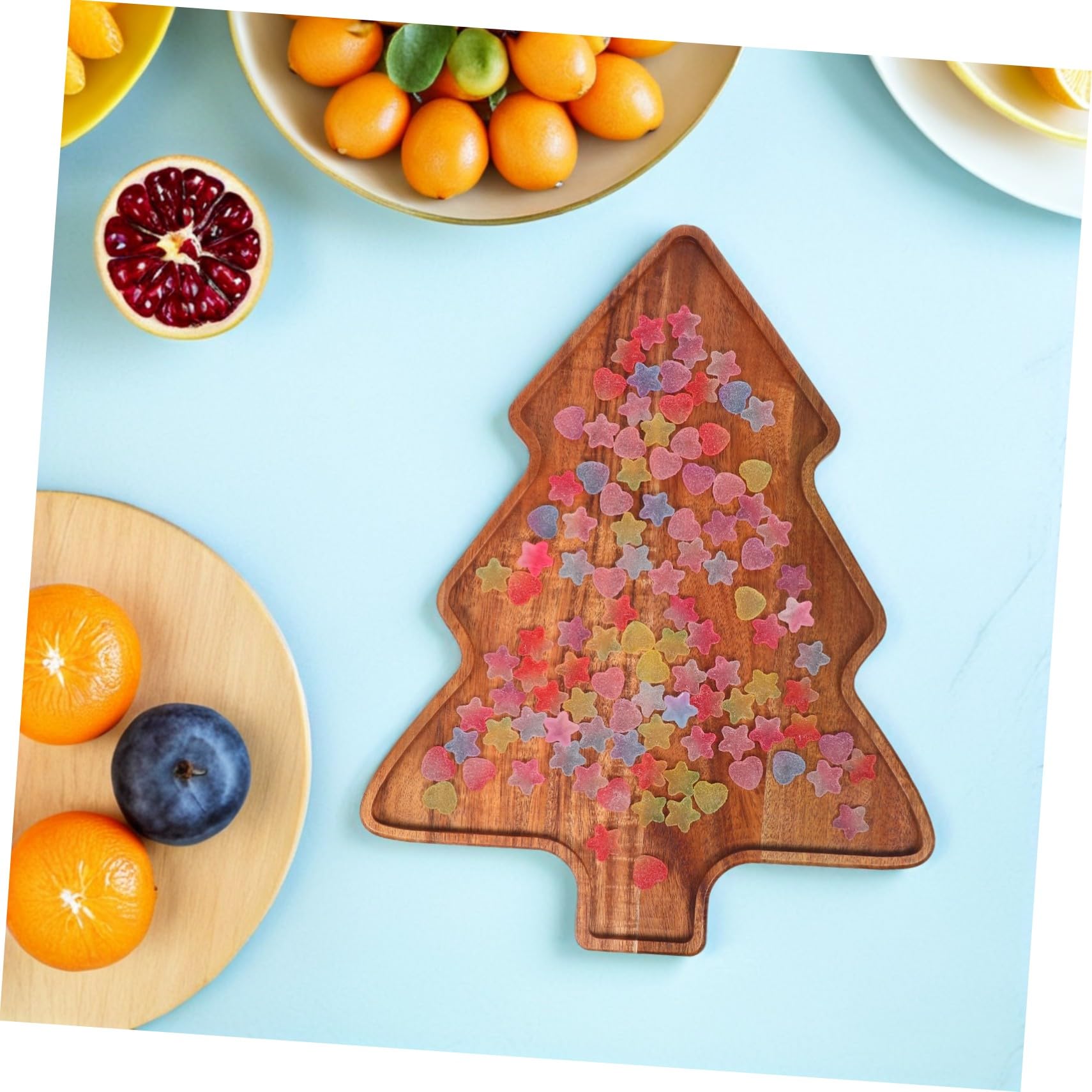 Bandeja para Árbol de Navidad de Madera Bandeja para Servir Pan Platos para Dulces Vajilla para Fiestas Fiestas Navideñas y Reuniones Invernales