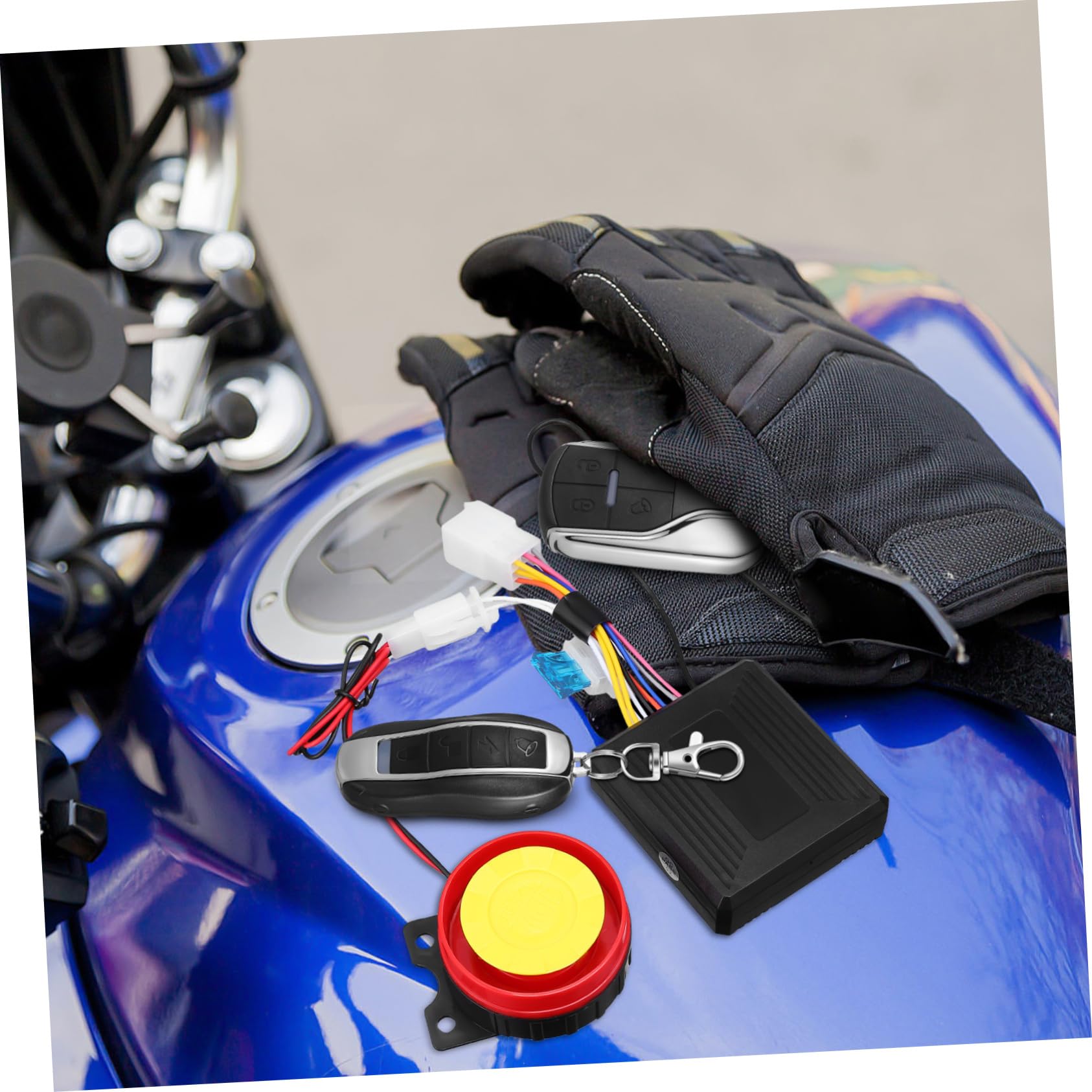 Tofficu Sistema di Allarme Antifurto per Moto 12v Avviamento Motore Remoto, Doppio Telecomando e Custodia Abs per Sicurezza Avanzata in Strada