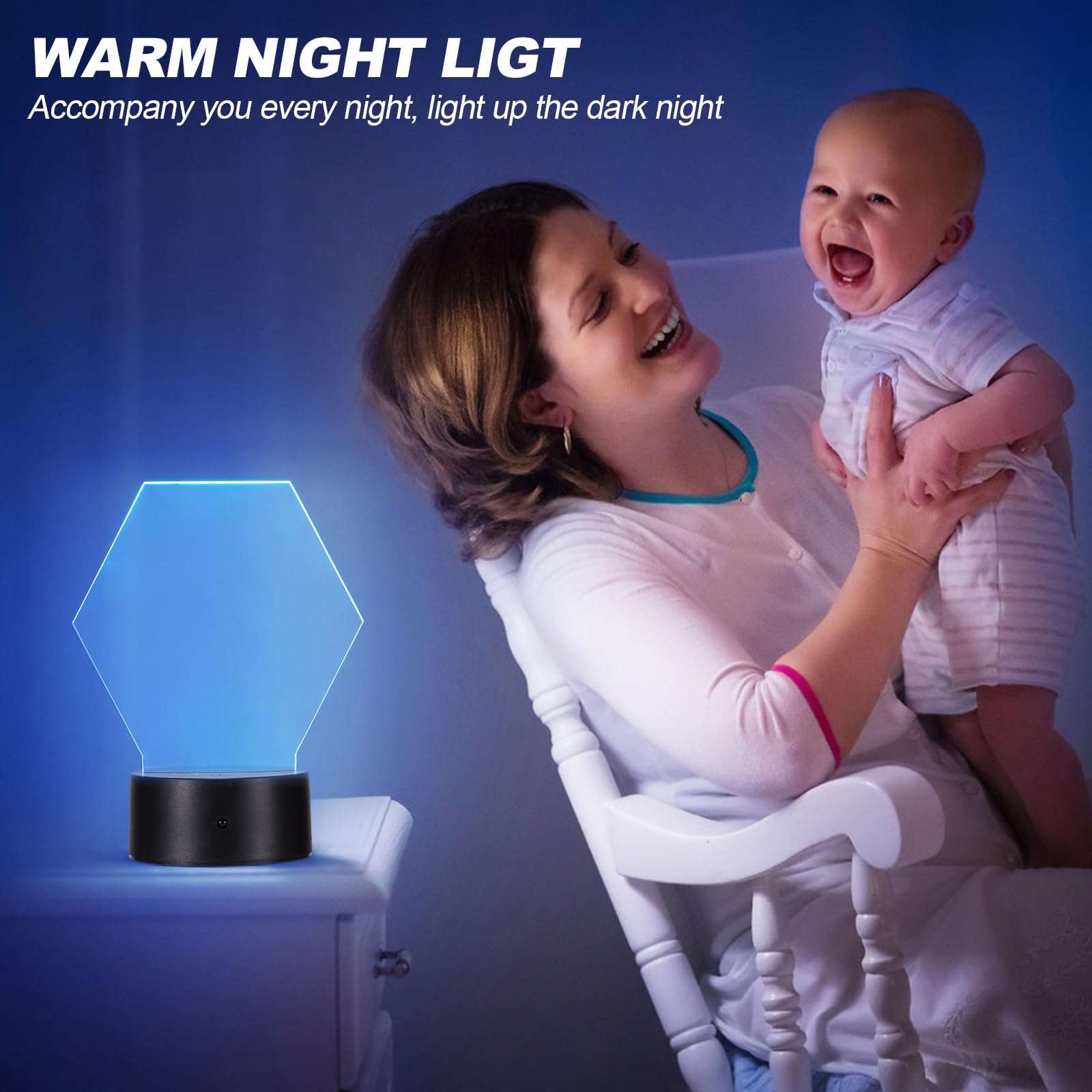 4 pièces socles lumineux LED 3D pour veilleuse : Socle LED avec télécommande et câble USB, lampe à illusion 3D 7 couleurs lumières graduables, lampe de décoration pour chambre d'enfant, chambre à