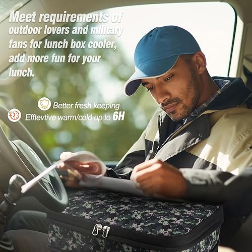 Miniatura 2 de Lonchera táctica de doble cubierta con correa para el hombro, lonchera grande a prueba de fugas y aislada, para hombres y adultos, turnos de