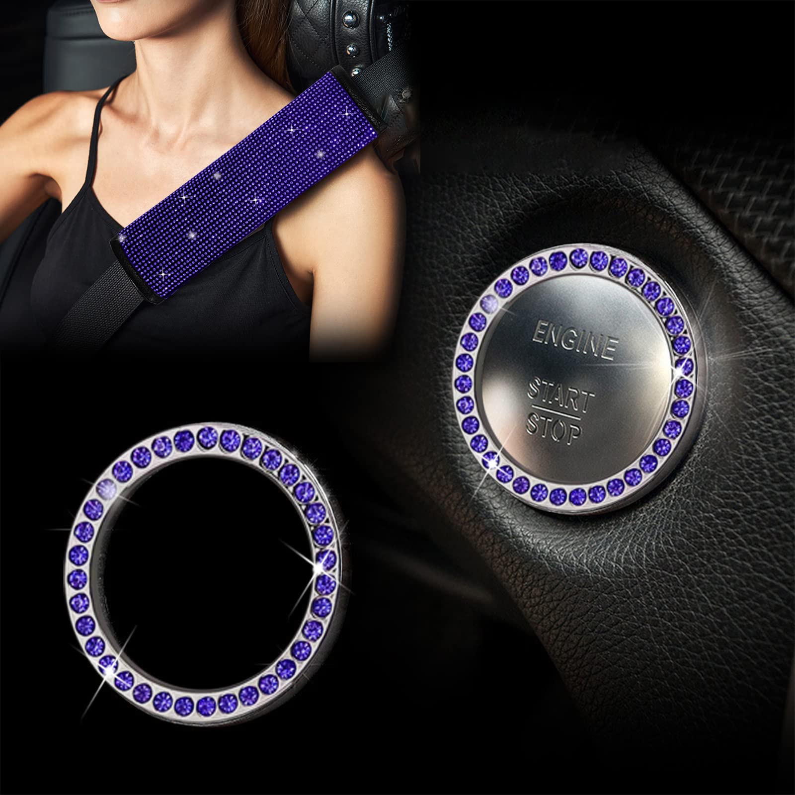 2 copricinture di sicurezza per auto con strass, spalline