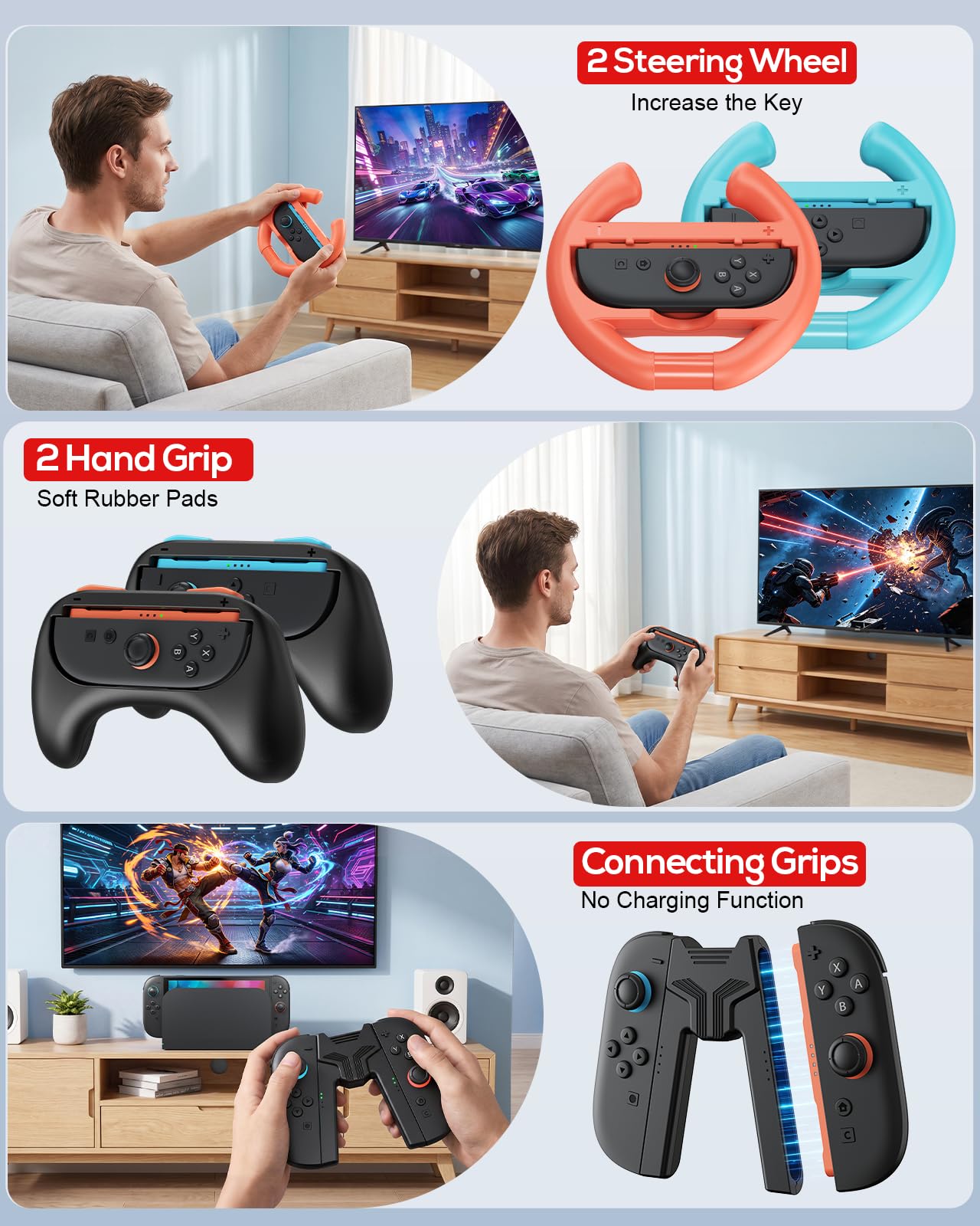 Switch 2 Zubehör, Unverzichtbares Zubehörpaket, 20-IN-1-Spieleset Bundle,Reisetasche,Switch 2 Controller Ladestation,Displayschutzfolie,Schutzhülle,Lenkräder,Griffe für Joy Con 2 (Schwarz)