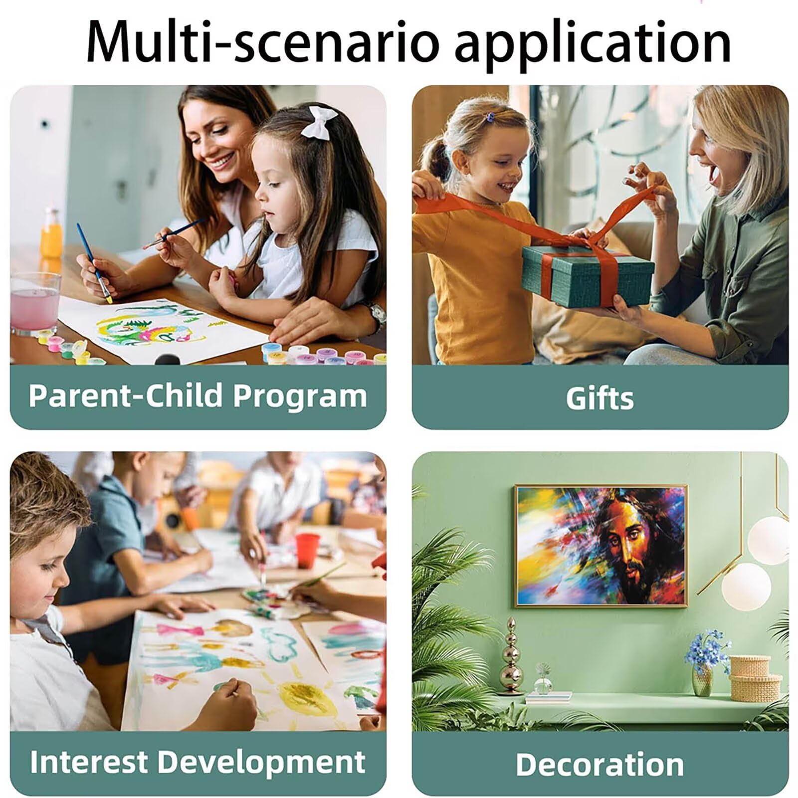 Pintar por Numeros Adultos Jesús, Pintar por Numeros Niños Kit Manualidades Adultos Hombre Cuadros para Pintar por Numeros Pintura Acrílico, Cuadros Decorativos Regalos Para Mujer 80X160cm 7w-S-N