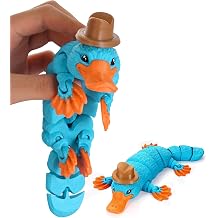 GemmiCho 3D Printed Platypus Toy, Flexible Platypus Figurine with Hat, 3D Animals for Stress Relief, Easter Eggs Animals Figurines, Easter Basket Stuffers Toys for Boys Kids Teen 5-7 4-6 8-12