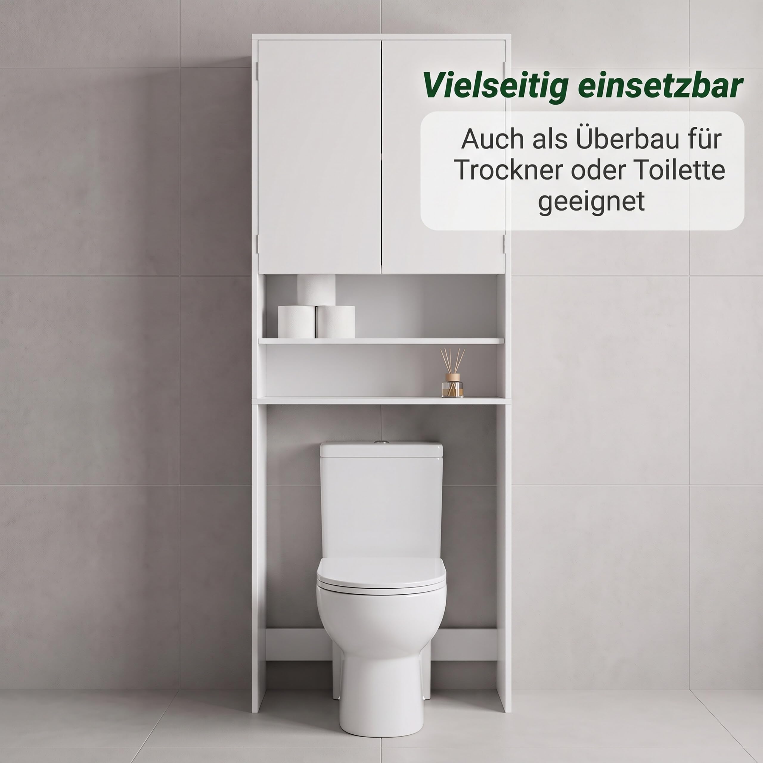 Relaxdays Waschmaschinenschrank, 4 Fächer, Regal über Waschmaschine, Trockner, Toilette, HxBxT: 174 x 63,5 x 30 cm, weiß