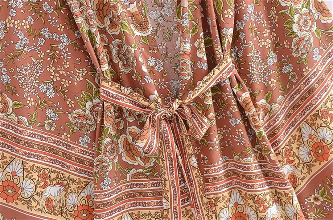 Disimlarl Abito da donna con maniche a pipistrello, stile bohémien, kimono, scollo a V, corto, copricostume bikini
