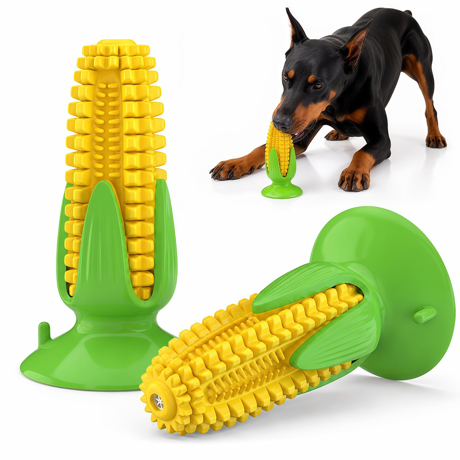 szoszo Indestructible Squeaky Corn Chew Toy for Aggressive Chewers