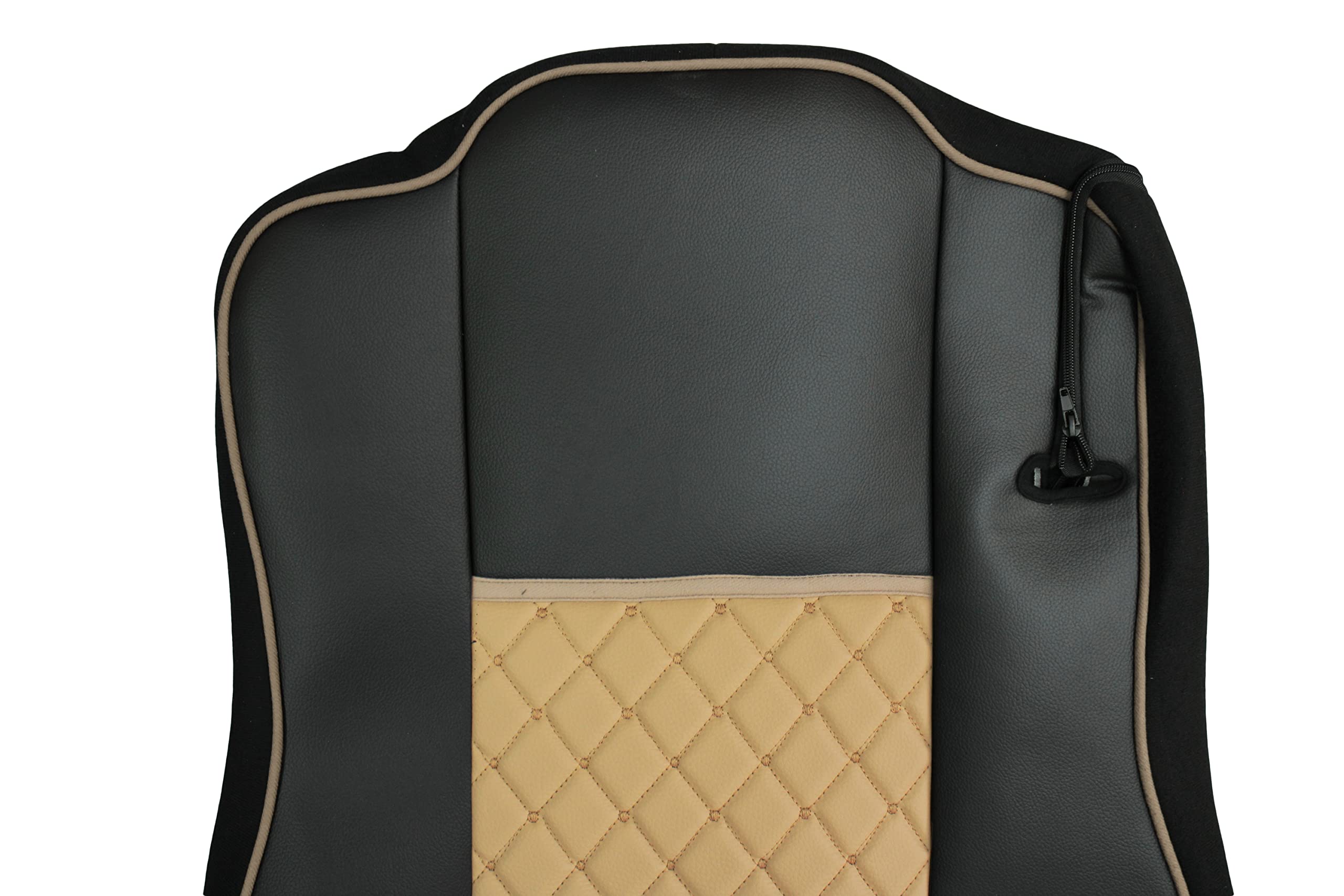Juego de fundas de asiento de cuero ecológico 1+1 para camiones, fundas protectoras con ajuste para MP4, color negro y beige