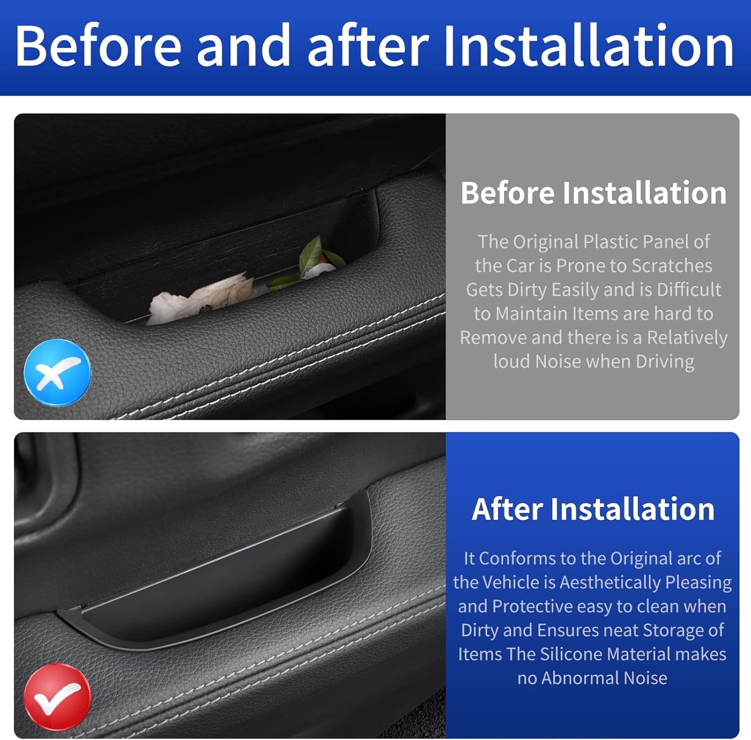 Car Door Storage Box Silica Gel Pad for 2024-2026 Toyota Land Cruiser 250 1958 Prado Lc250 Door Side Storage Tray Non-Slip Dustproof Interior Modification Accessories (Upper Storage Box)