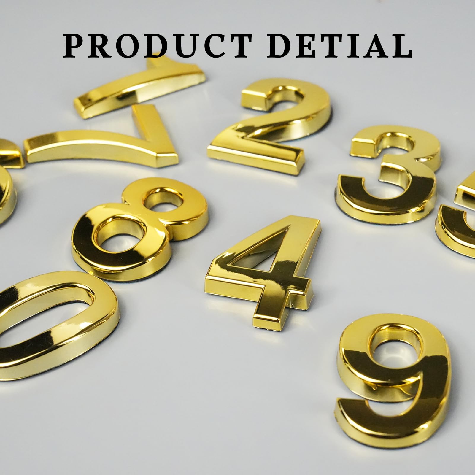 Numeros Adhesivos 5Cm,Numeros Para Habitaciones De Hotel,Numeros Adhesivos Para Buzón 3d Placas De Matrícula Del 0 Al 9 Para Casas Pisos, Oficinas Y Buzones (Dorado, 50mm 10pcs)