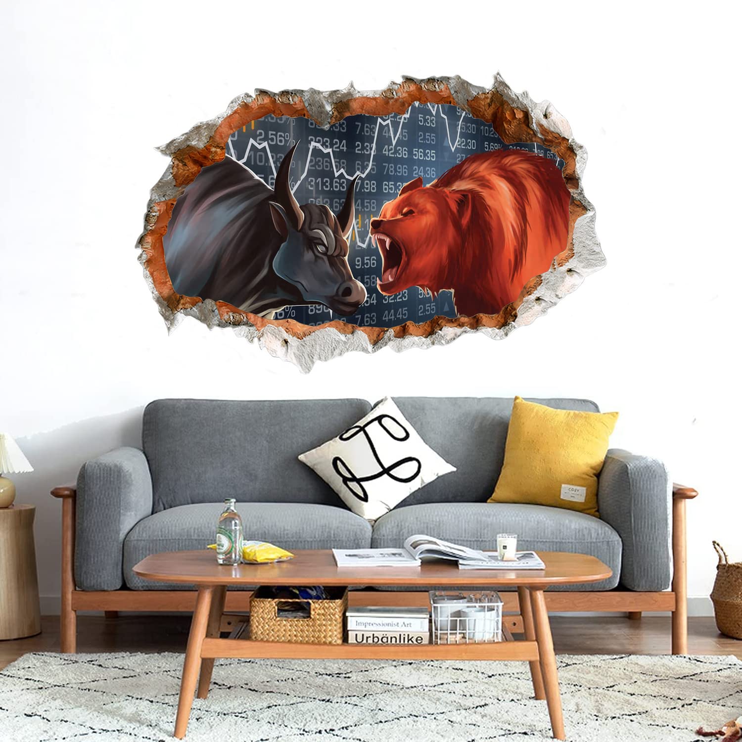GADGETSWRAP Wall Décor Decal Mural Broken Wall Style - Bull vs Bear (B0B378YX1Y) Amazon Price History, Amazon Price Tracker