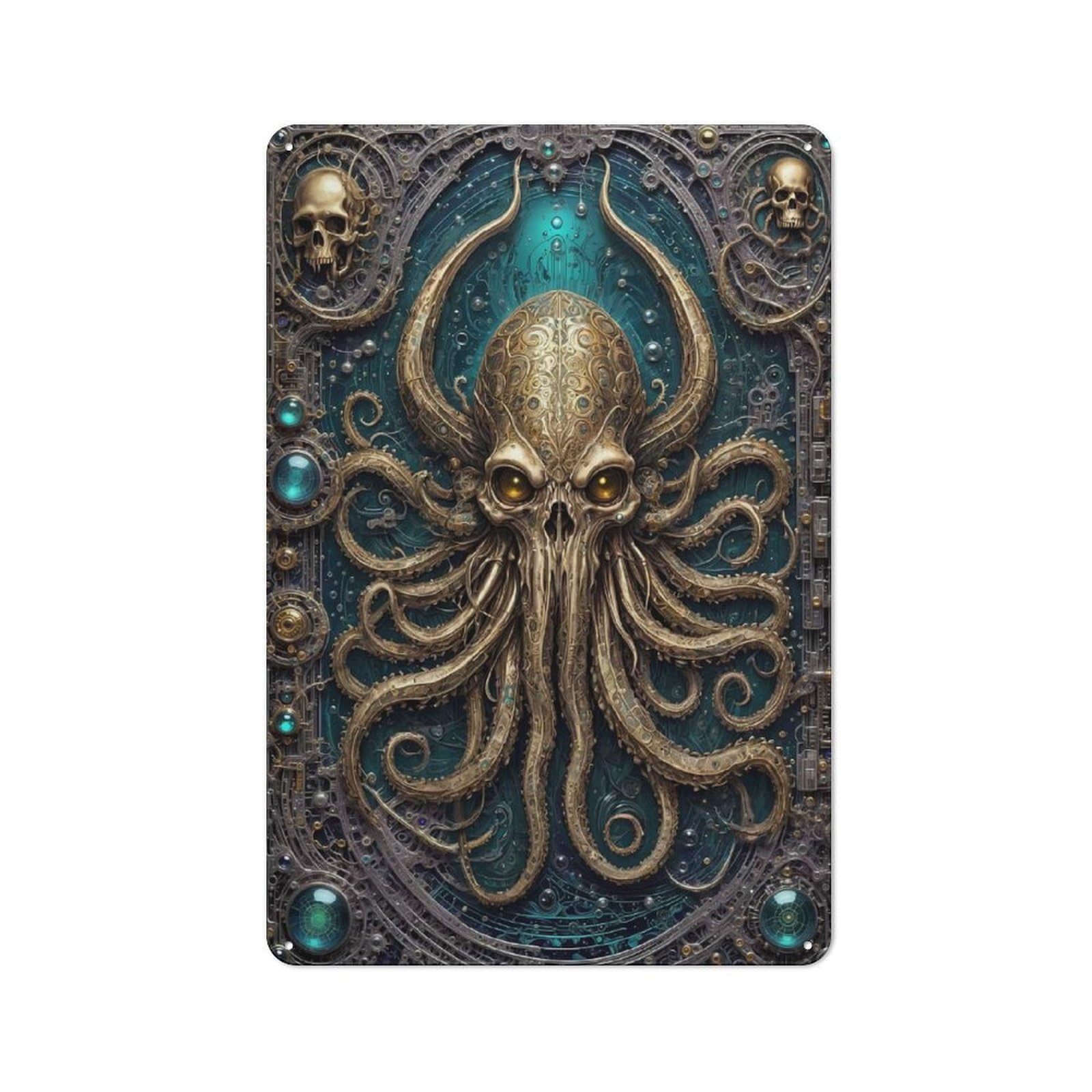 Junmoney Style-11-1 Metal Sign 30X20cm With Steampunk King Kraken For Pub Or Café, Vintage Decor, For Metal Sign Collectors, For Garage And Workshop Walls