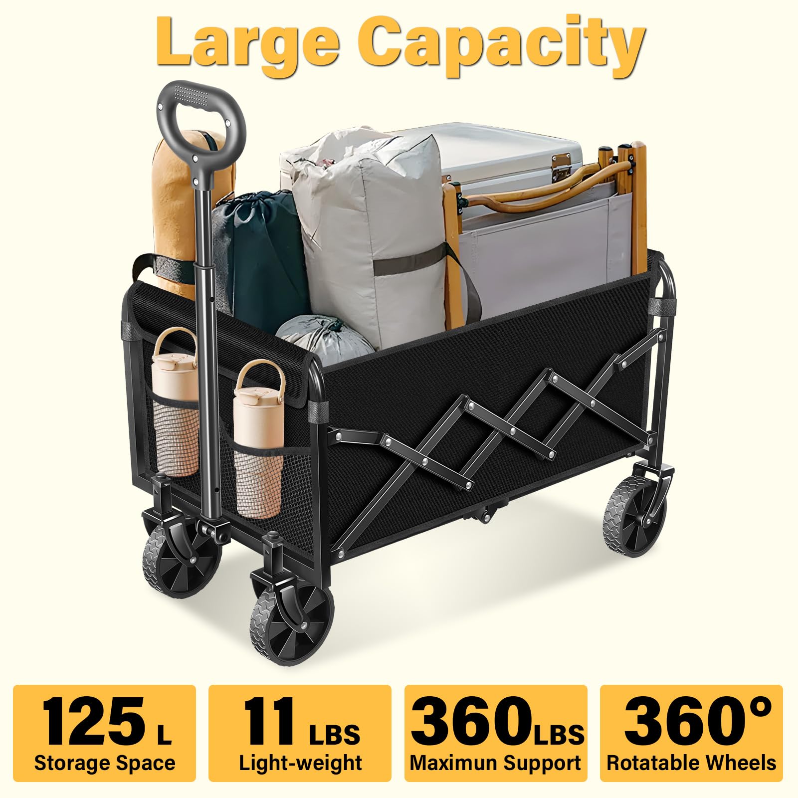 Carrinho Dobrável 163kg - Prático Para Camping E Piquenique