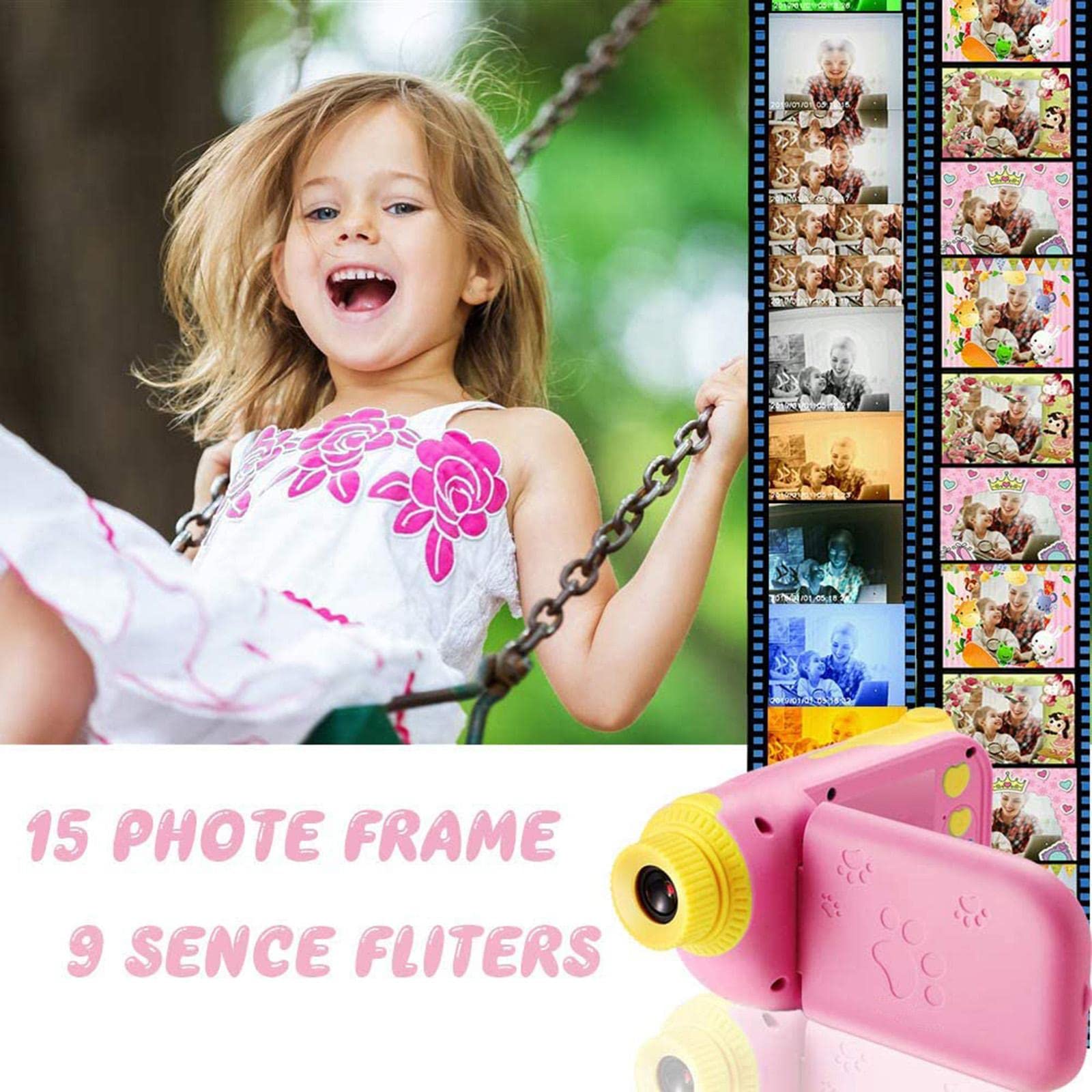 Appareil Photo Numérique Rose Pour Enfant - Avec Carte SD 32 GO - Cadeau Idéal Pour Noël