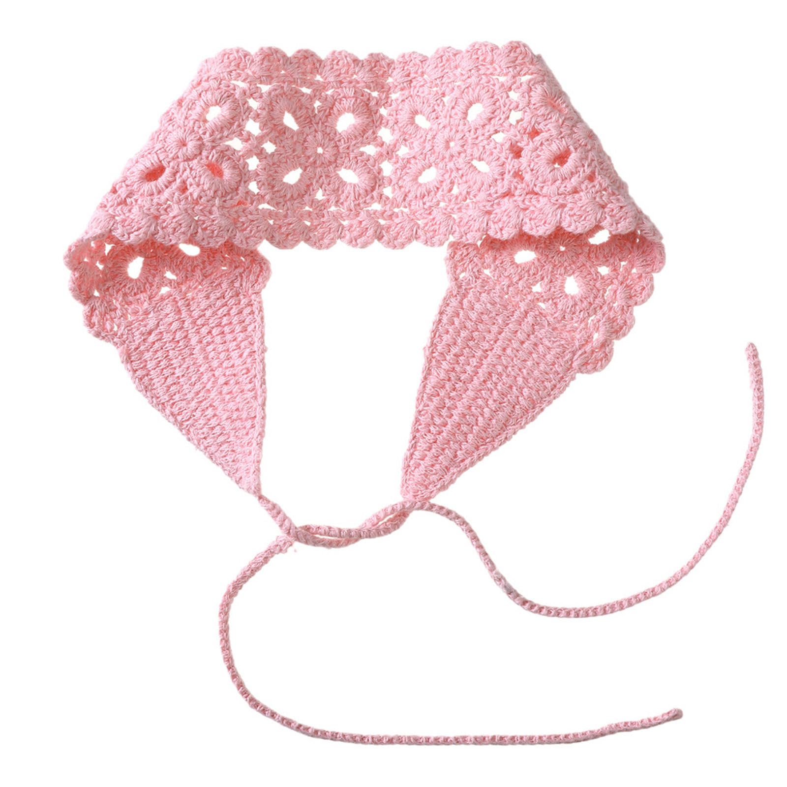 MICFENY Stretchable Knitted Hairband Headwear With Floral Cutout Hollow Knitted Comfortable Wear Multiple Colors