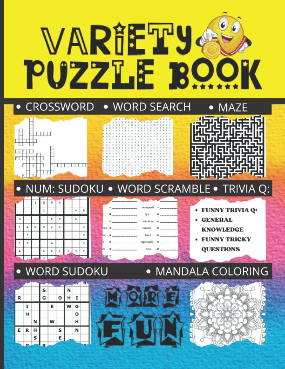 Variety Puzzle Book For Dementia Patients: Fun And Relaxing Puzzle Activities For Alzheimer’s Adults : Puzzles Includes Crossword Word Searches Sudoku Maze and More