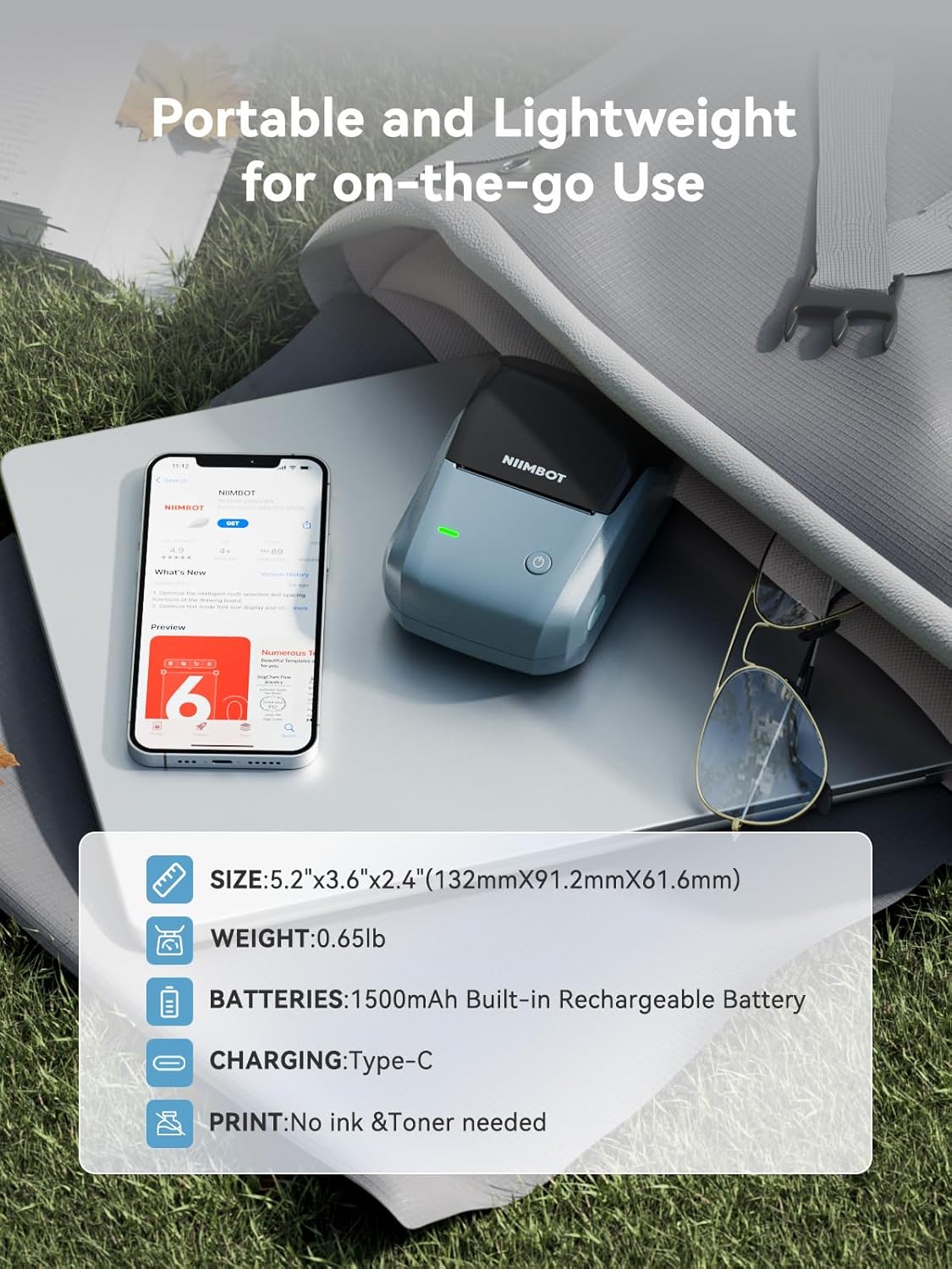 NIIMBOT B1 Label Maker Machine with Tape, 2 Inch Portable Label Printer, Bluetooth Thermal Label Printer with Multiple Templates for Small Business,Office,Home,School (Blue, 1 Printer+1 Roll Label) - Image 6