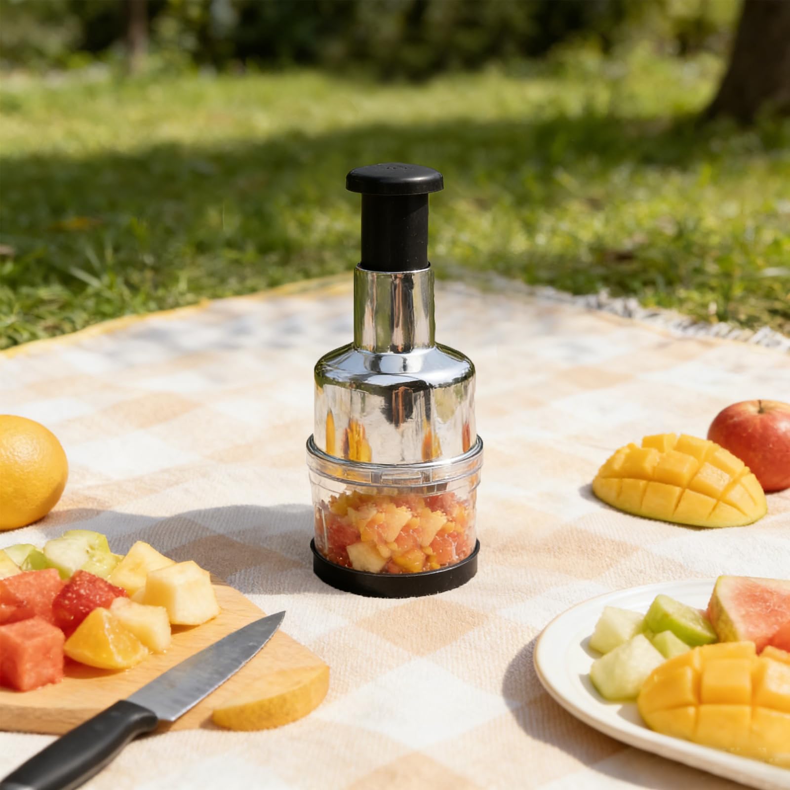 Chopper per cipolle, tritato per cipolle tritaverdure un mano -tritatutto manuale in Acciaio inossidabile per cucina domestica Ristorante Argento domestico
