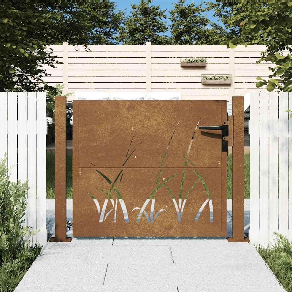 IKAYAA Garden Gate Patio gate Metal Garden Gates Outdoor Fence Gate Galvanised Swing Gates Suit Garden Patio secure entry point/outdoor/garden/patio/fence-Rusty-100 x 75 cm/Type 2