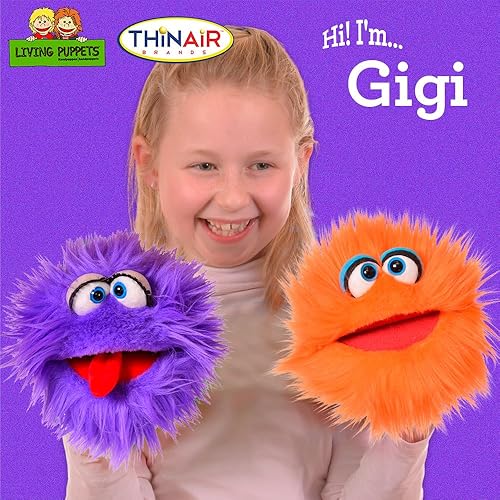 Miniatura 3 de Living Puppets - Gigi The Orange Friendly Monster de 9 pulgadas, marioneta de mano de felpa para niños y niñas