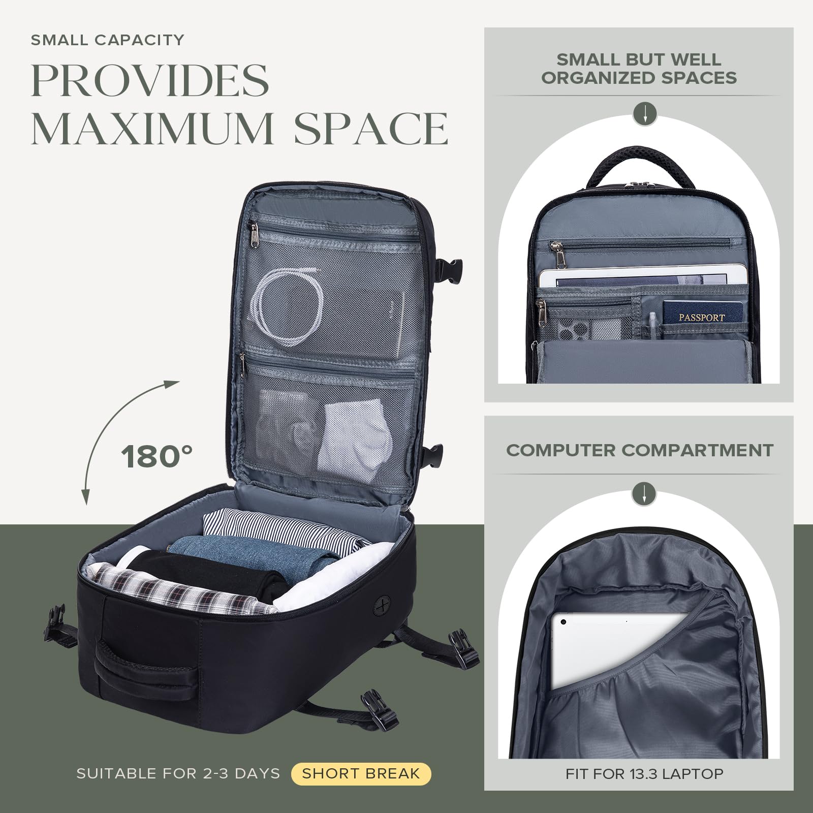 Hayayu Borse da Cabina per Ryanair 40x20x25 Bagaglio a Mano Zaino Borsa Zaino da Viaggio Il Sedile Zaino per Ryanair bagaglio a mano Borsa Cabina Viaggio Zaino Travel Viaggio Casual Daypack