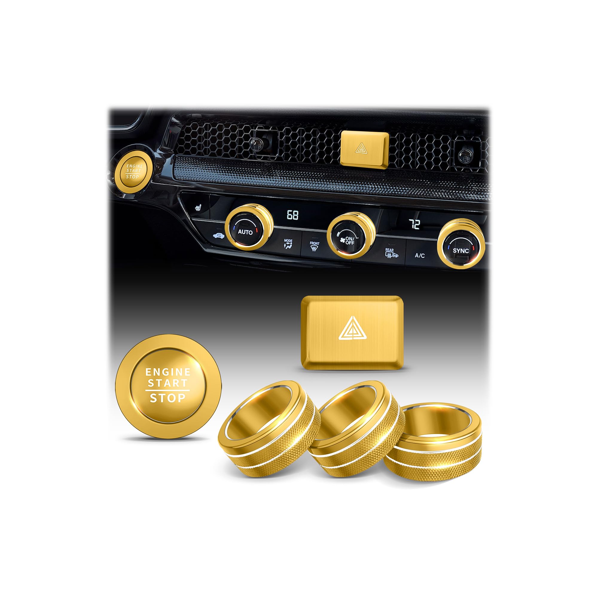 Polodunn for 2022-2026 Honda Civic, 2023-2026 CRV/HRV/Acura Integra, 2023-2025 Accord & 2025 ADX Accessories - 6pcs Aluminum Alloy Knob Cover Trim Set