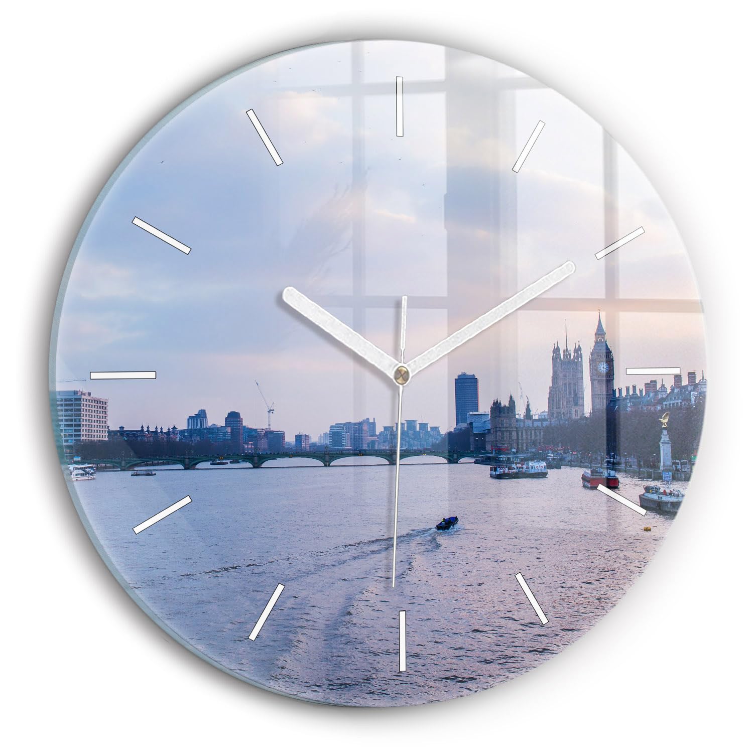 Horloge en verre 30 cm Wallfluent London Eye pour decoration murale de salon