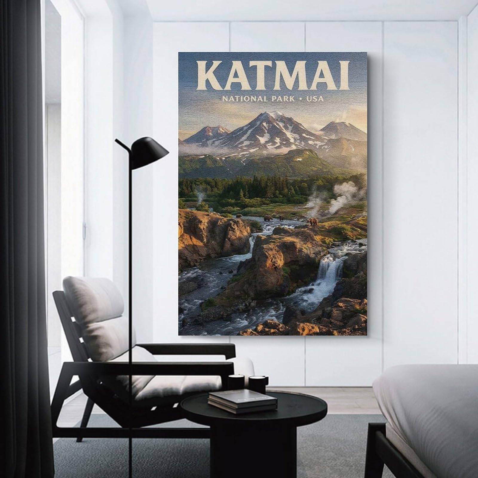 Junmoney Katmai National Park Travel Wall Art Print, 24x36inch(60x90cm), for Front Hall, Corridor Or Welcome Spaces, Wall Decor to Refresh Empty Corners