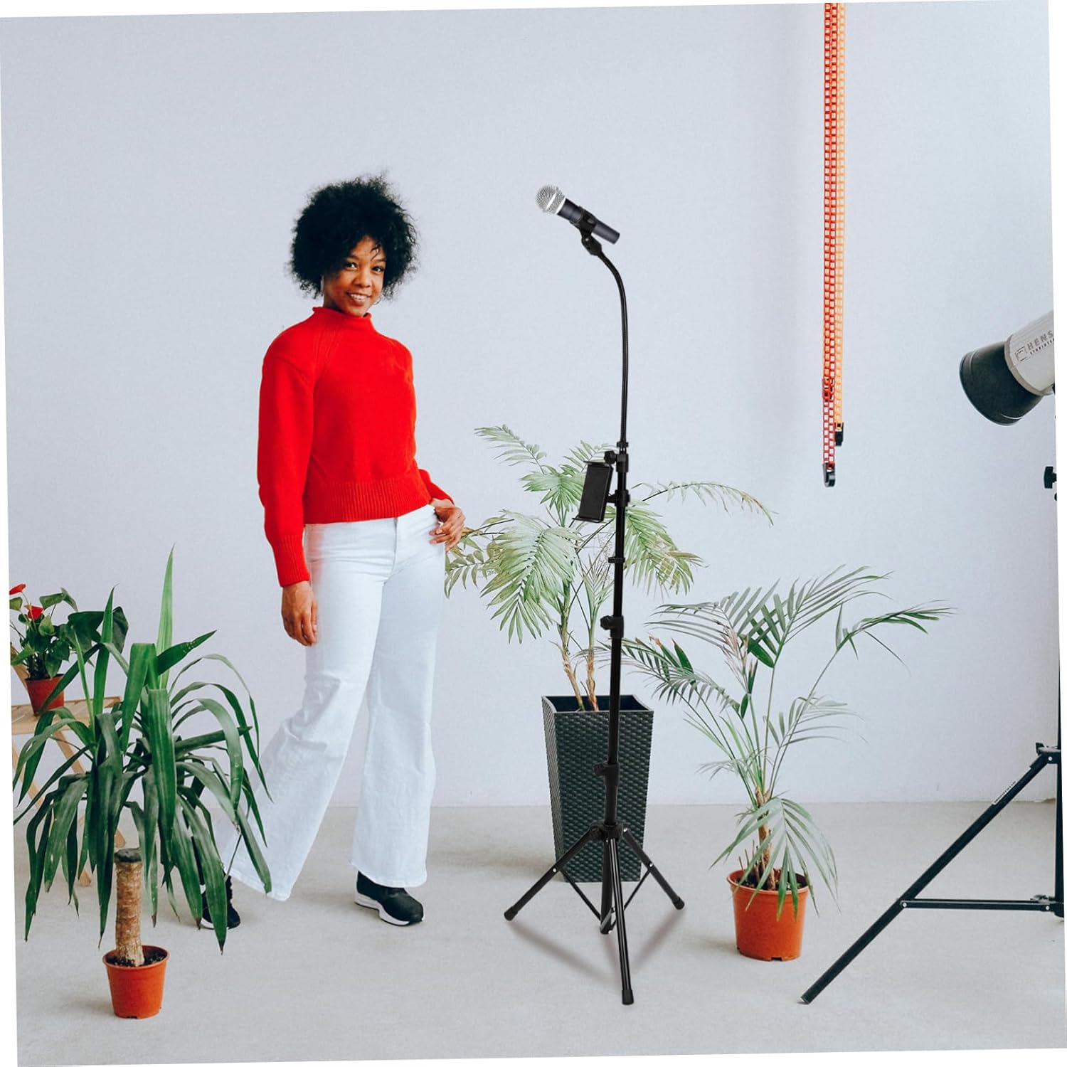 Yardwe 1 Set Adjustable Floor Microphone Stand with Tripod Base Durable Mic Holder for Stage and Events Mic Accessory for Performances and Recordings