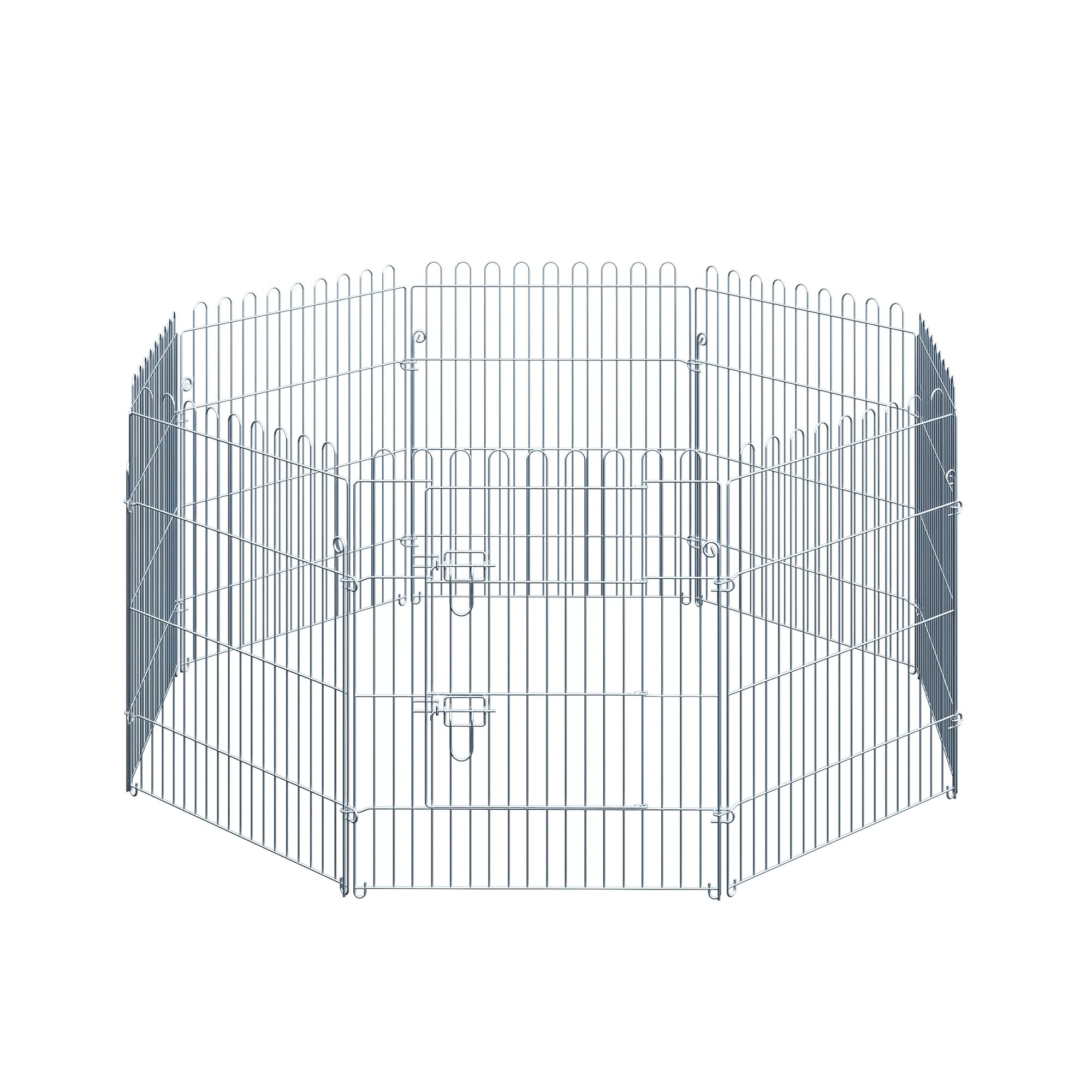 PawHut Parque para Mascotas Valla Corral 8 Vallas 63x76cm + Puerta Entrenamiento Perros