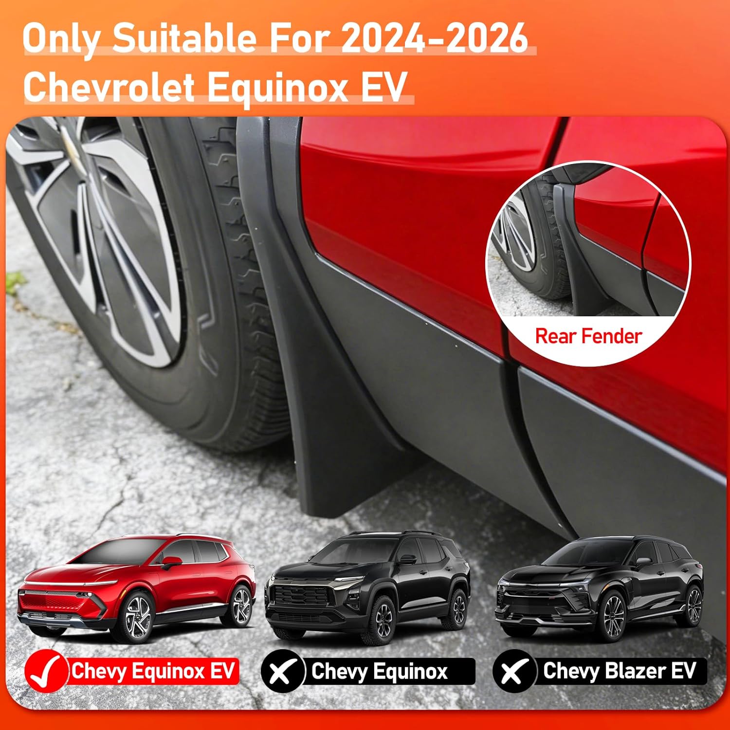Mud Flaps for Chevrolet Equinox EV 2024-2025,Upgraded Mudflaps Wheel Tire Splash Guards for Chevy Equinox EV Exterior Accessories,All Weather No Drilling Required 4PCS Fender