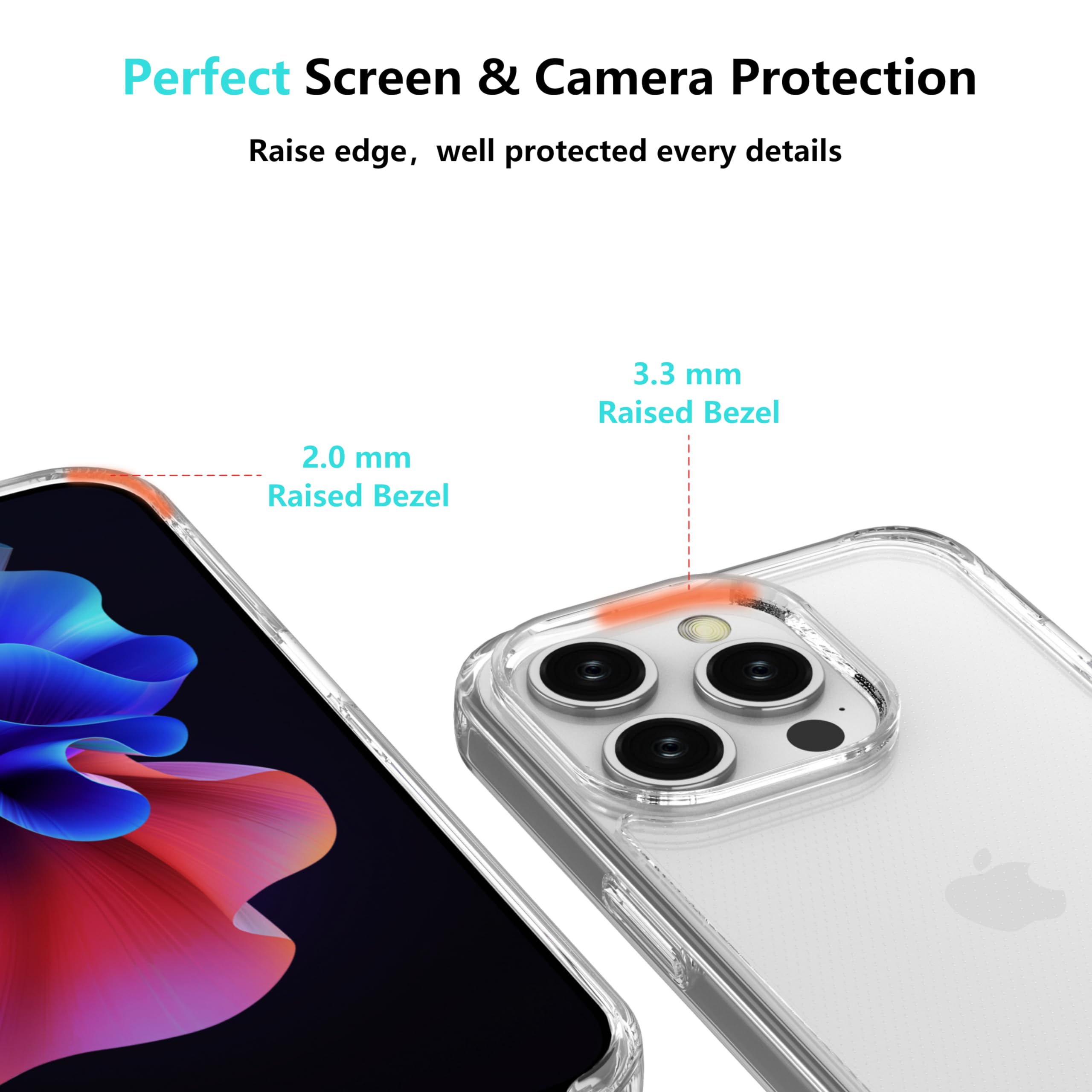 OLEPHY Cover Trasparente con Cordino per iPhone 15 Pro 6,1'',Custodia con Regolabile Collana, Protezione Completa [Antiurto] [AntiGraffio] Case con Laccio Tracolla, Rosa