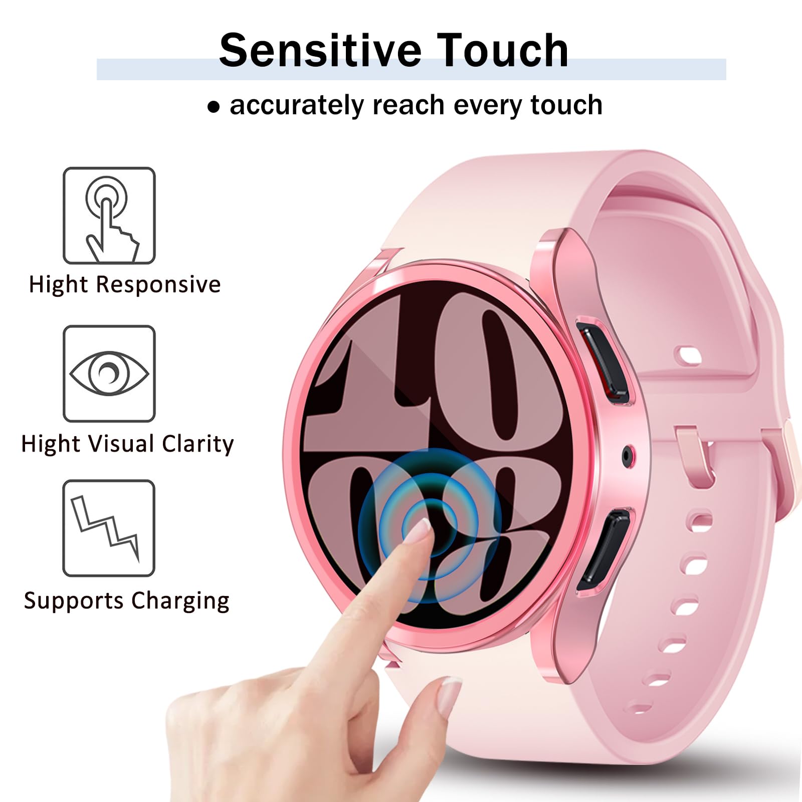 RICHONE Lot de 10 coques de protection d'écran compatibles avec RICHONE Galaxy Watch 6 de 40 mm, 44 mm, coque de protection complète en TPU souple (10 couleurs, Galaxy Watch 6-40 mm)