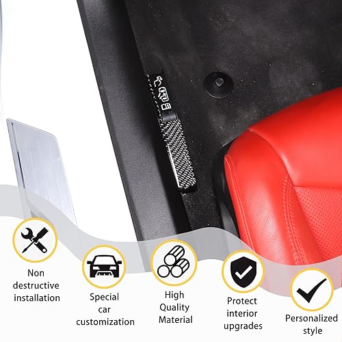 Miniatura 4 de CHEAYAR Adhesivo suave de fibra de carbono real 3D para interruptor de bloqueo de puerta de emergencia compatible con Corvette C8 Stingray Z06 Z51