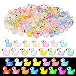 LOUHUA 225 Pcs Luminous Mini Resin Ducks Glow in The Dark Tiny Small Ducks Miniature Figurines for Landscape Dollhouse Decor Aquarium Garden DIY Accessories Themed Party Gifts