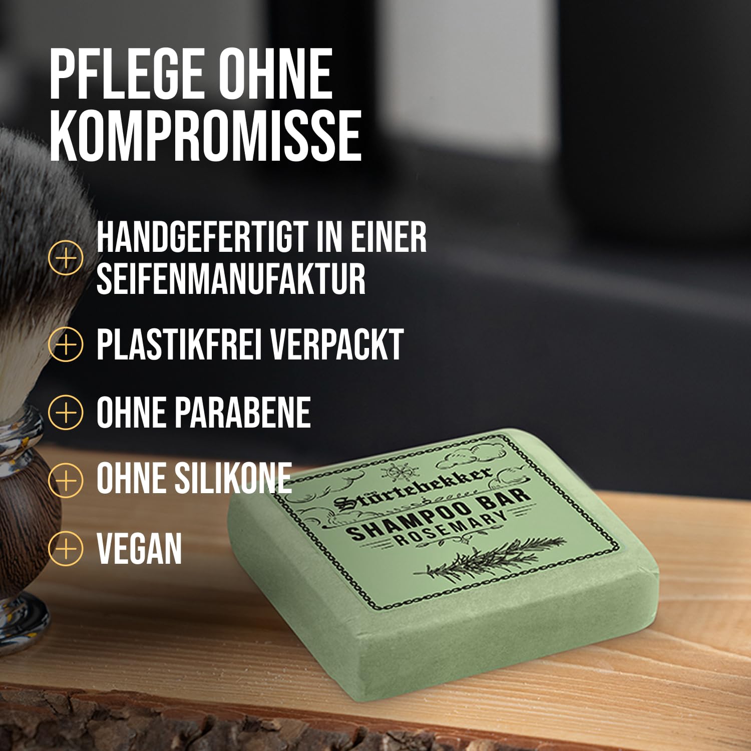 Störtebekker® Premium Shampoo Bar Rosmarin - Festes Shampoo Herren & Damen - 3in1 Duschseife Männer für Haare, Kopfhaut & Bart - Feuchtigkeitsshampoo - vegan (6x 100 g)