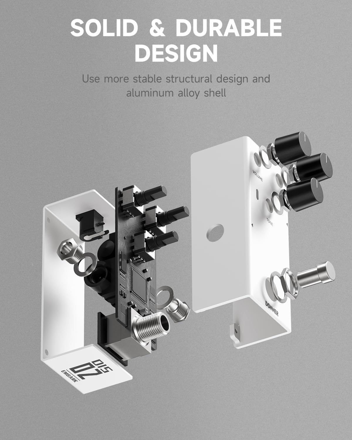 Donner EMBARK 02 - Pedal de guitarra de distorsión, carcasa personalizable, diseño sólido y duradero, efecto de distorsión clásico y pesado