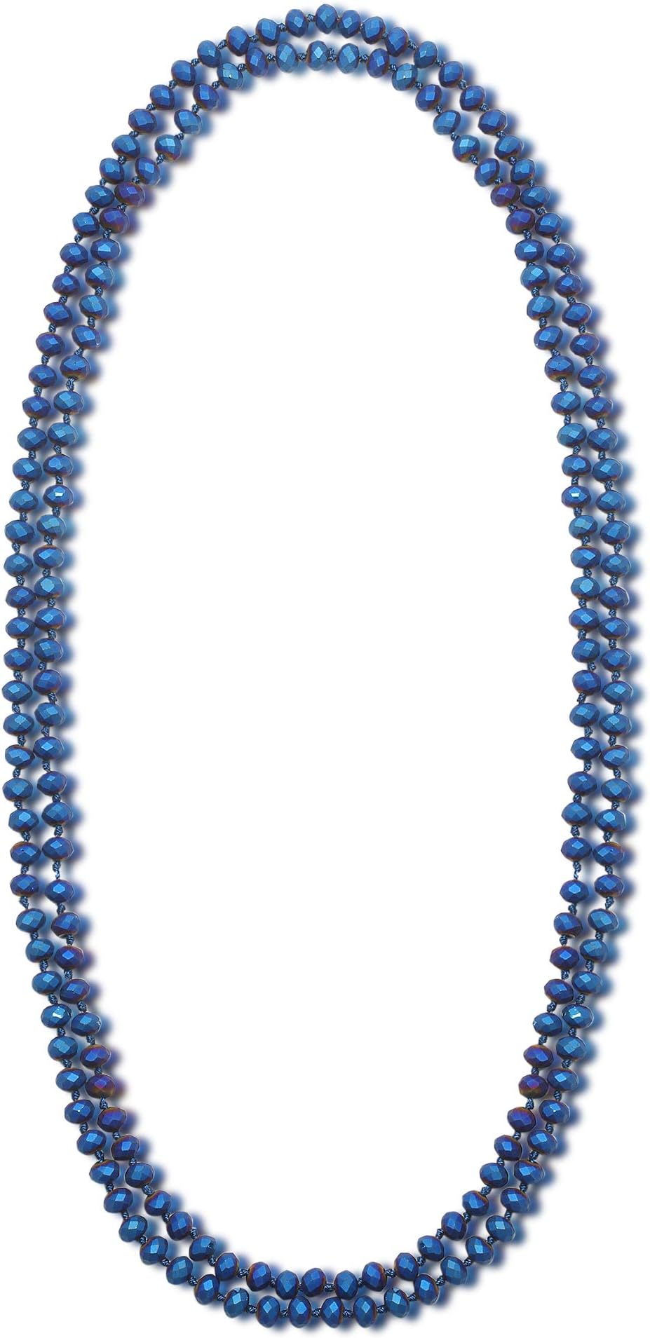SWEETRAINBOWNColored Glass Beaded Sweater Necklace,Long Endless Handmade Strand Necklace Knotted Jewelry Costume 8 MM Infinity Gemstone Necklace
