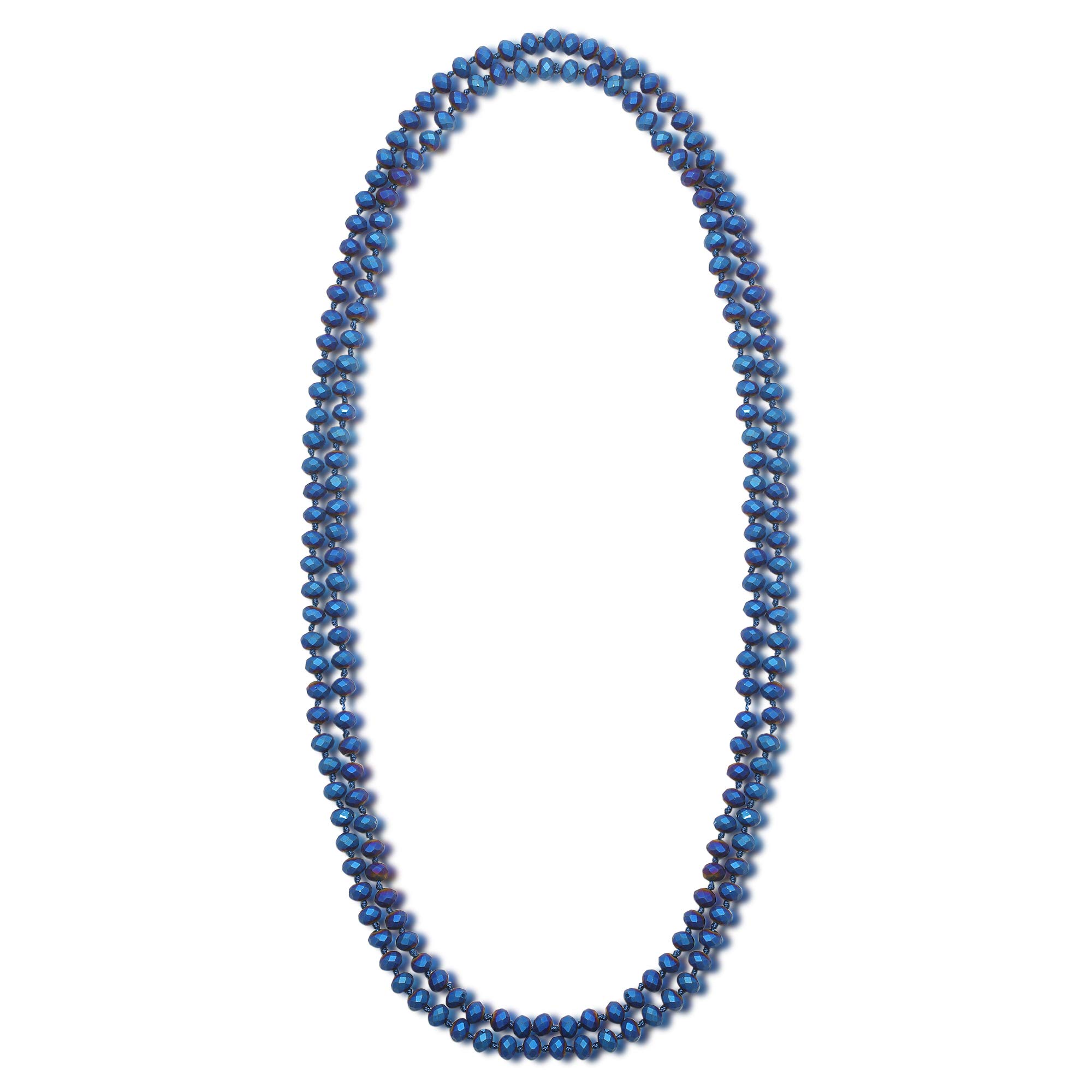 SWEETRAINBOWNColored Glass Beaded Sweater Necklace,Long Endless Handmade Strand Necklace Knotted Jewelry Costume 8 MM Infinity Gemstone Necklace