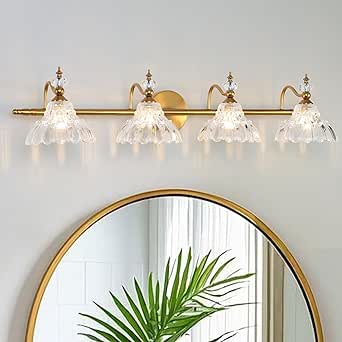 Picture of LOUSACE 4-Light Gold Vintage Bathroom Vanity Lights, Antique Brass ...