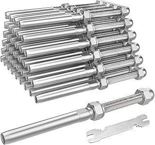 BLIKA 40 Pack 3/16" Cable Railing Swage Threaded Stud Tension End Fitting Terminal for 3/16" Cable Deck Railing Hand Swage T316 Stainless Steel Marine Grade, Swage Threaded Terminal