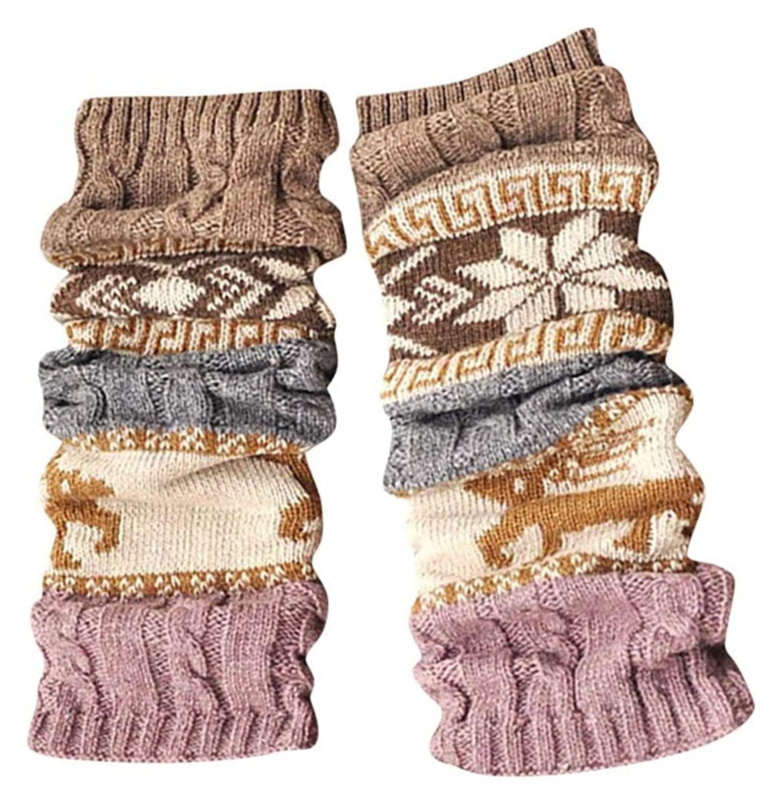 Calzini Termici Calze Invernali Scaldamuscoli Da Donna Di Natale, Scaldamuscoli Invernali Con Motivo A Fiocco Di Neve E Renna Calzini (Color : B, Size : One Size)