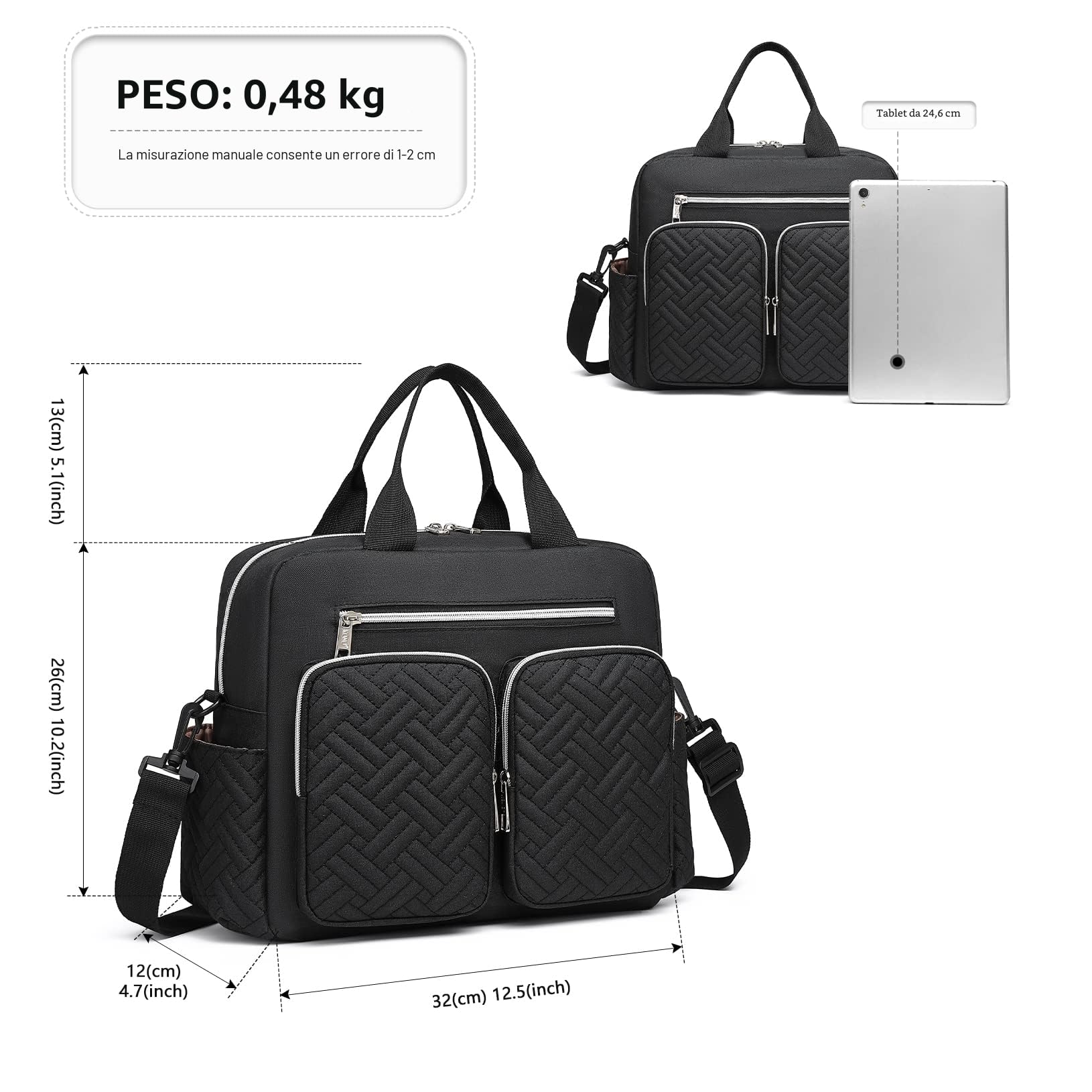 KONO Borsa Fasciatoio Passeggino Neonato Impermeabile con Tasche Isolate Leggera per Viaggi