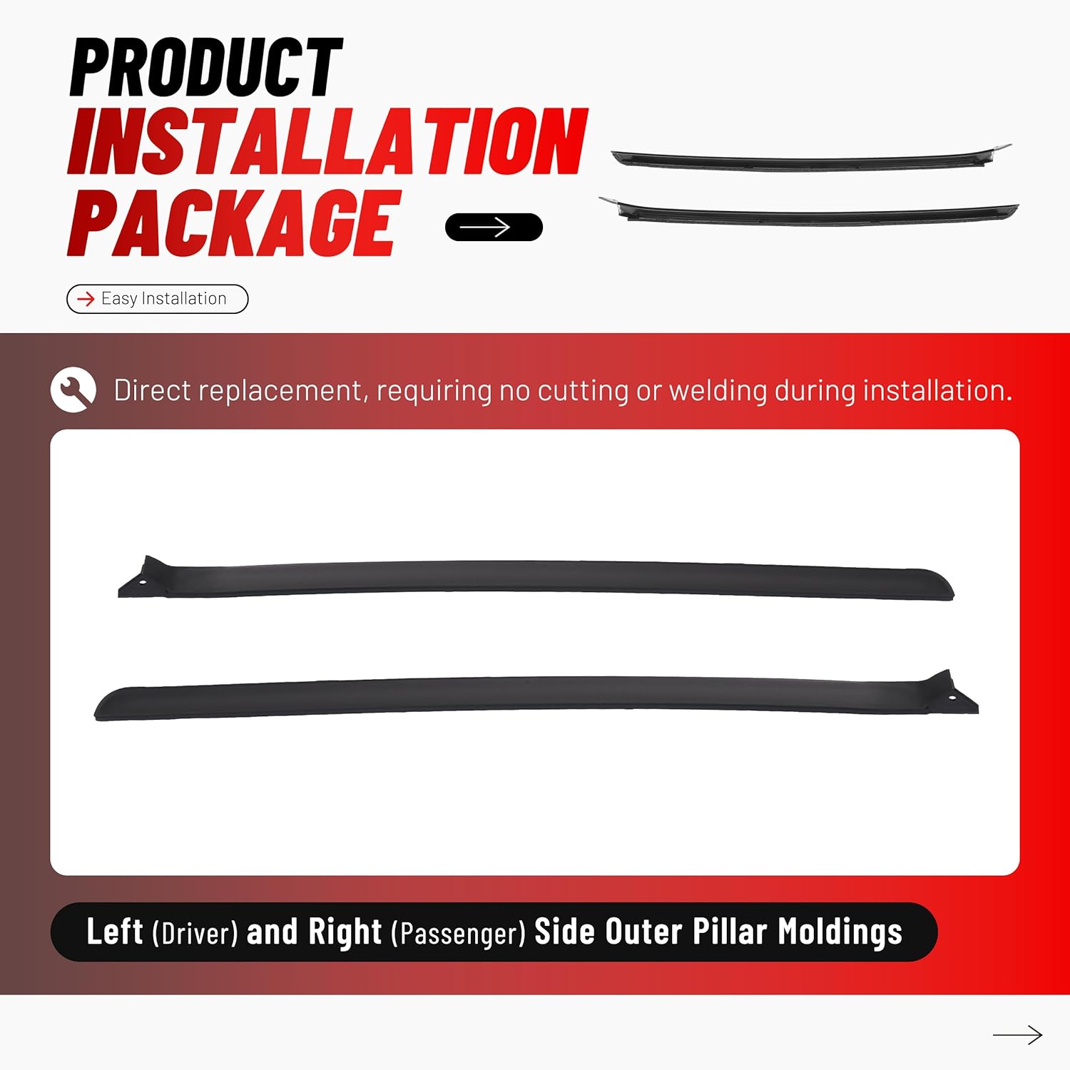 ALMULOO Windshield Pillar Molding Pair Compatible with 2005-2010 Chrysler 300 2005-2008 Dodge Magnum 2006-2010 Charger, Replacement for 04805889AD, 04805888AC, PP Plastic