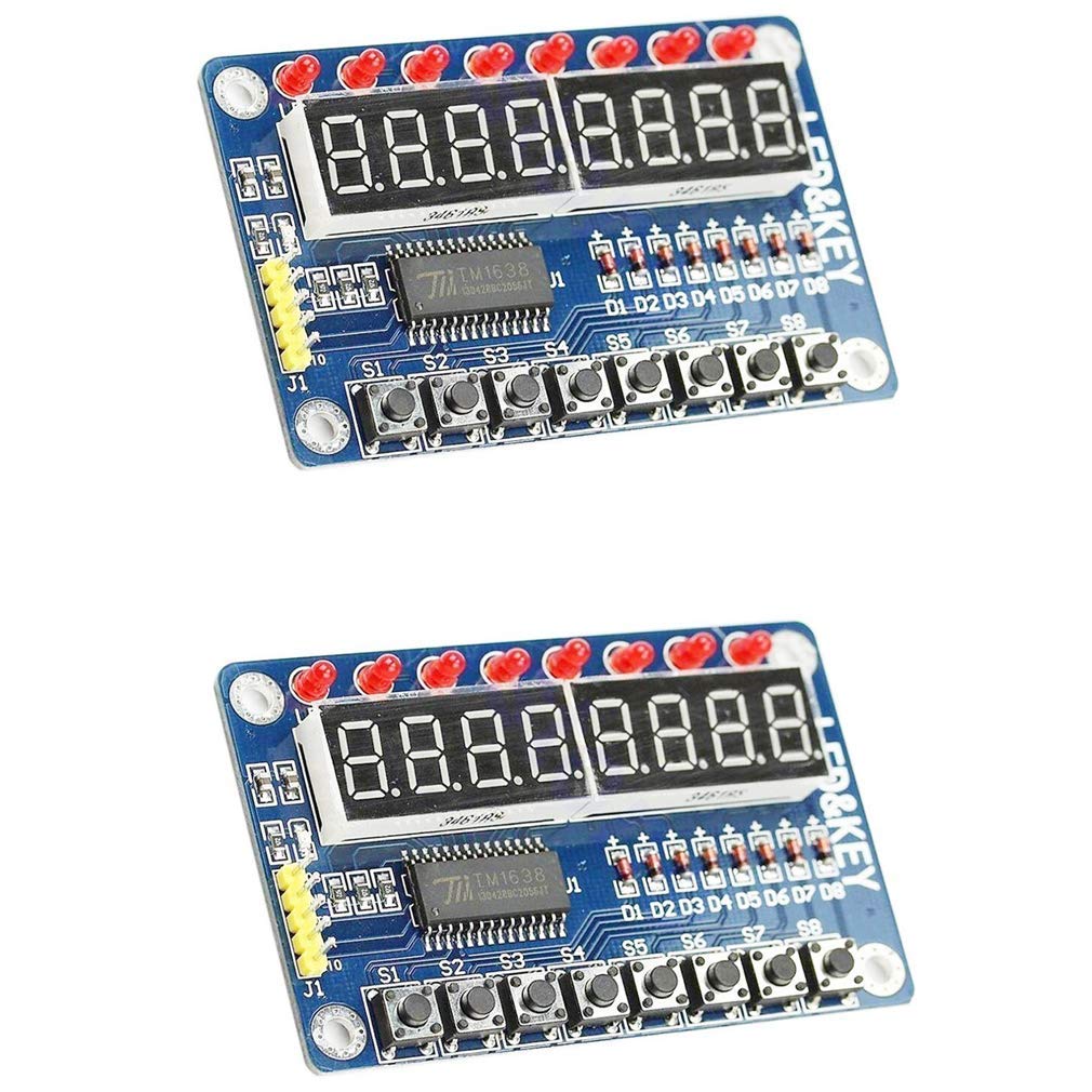 Hailege 2 szt. TM1638 8 bitów cyfrowy moduł wyświetlacza LED z 8 diodami LED 8 przyciskami do AVR Arduino ARM