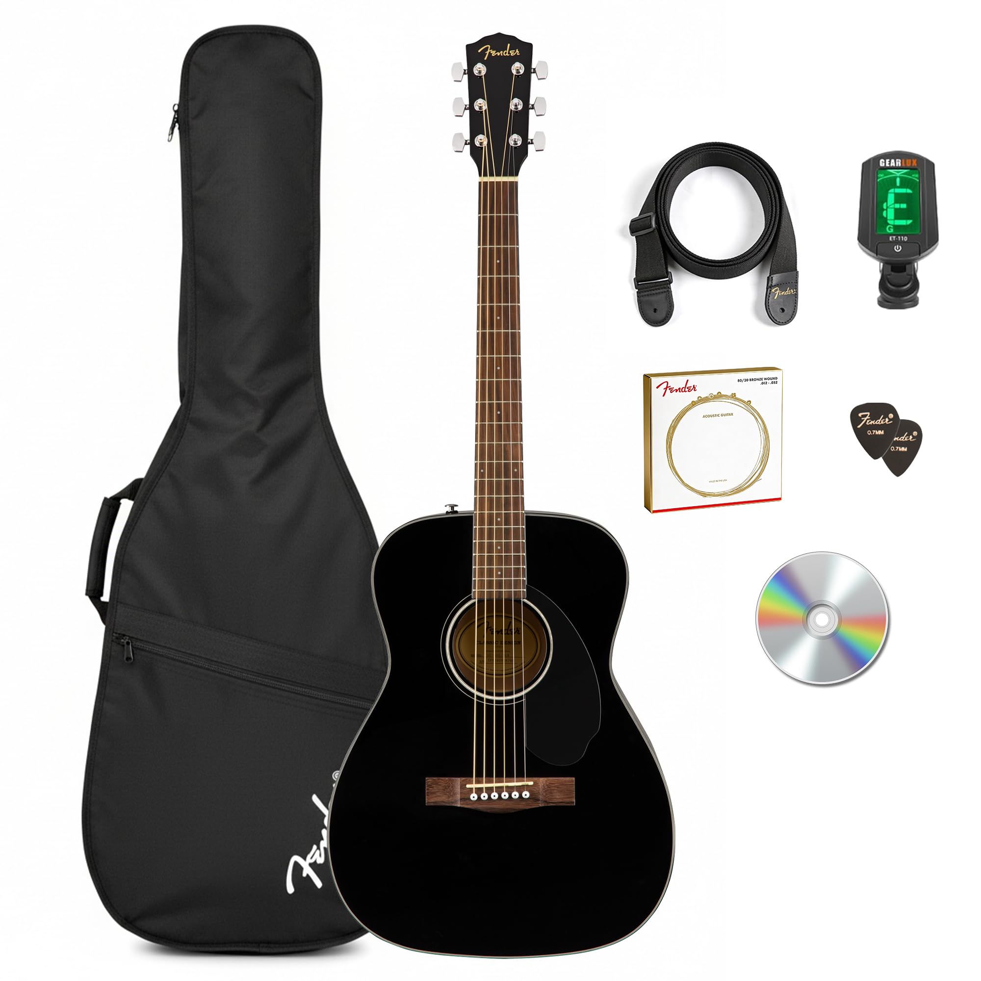 Amazon.com: Fender CC-60S Concert Acoustic Guitar - Black Bundle