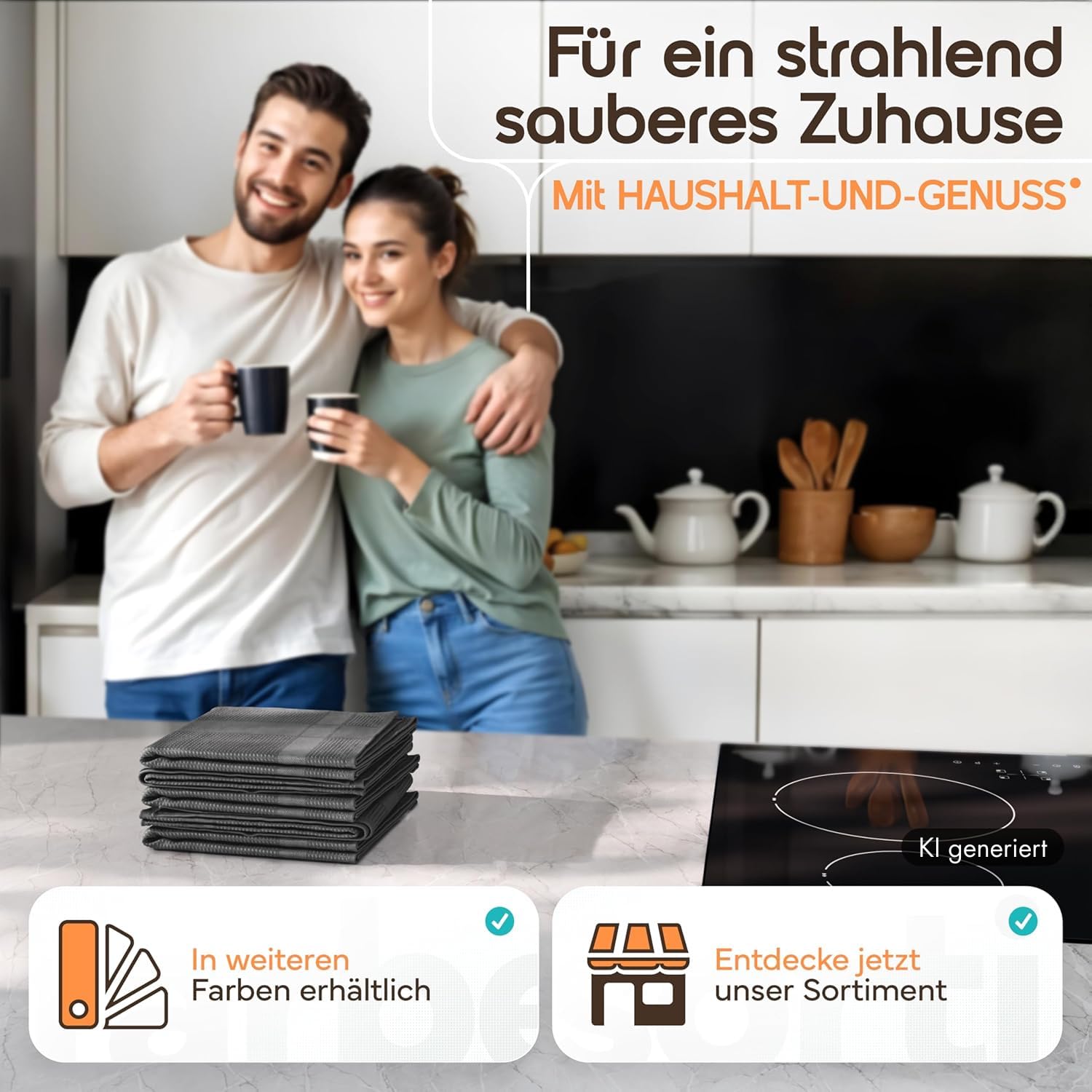 Microfaser Geschirrtücher Set 68x42cm Hochsaugend & Schnelltrocknend Streifenfrei bis 95°C Waschbar trocknergeeignet fusselfrei Küchenhandtücher (10, Grau, 68x42cm)