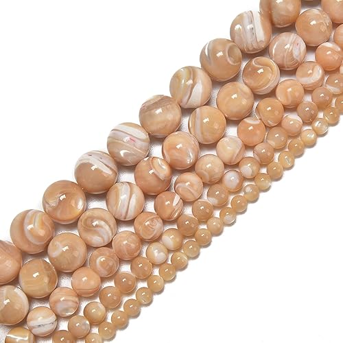 Miniatura 3 de JM Design Color natural madre de perla MOP Shell liso redondo 0.472 in 15.5" filamento para la fabricación de joyas