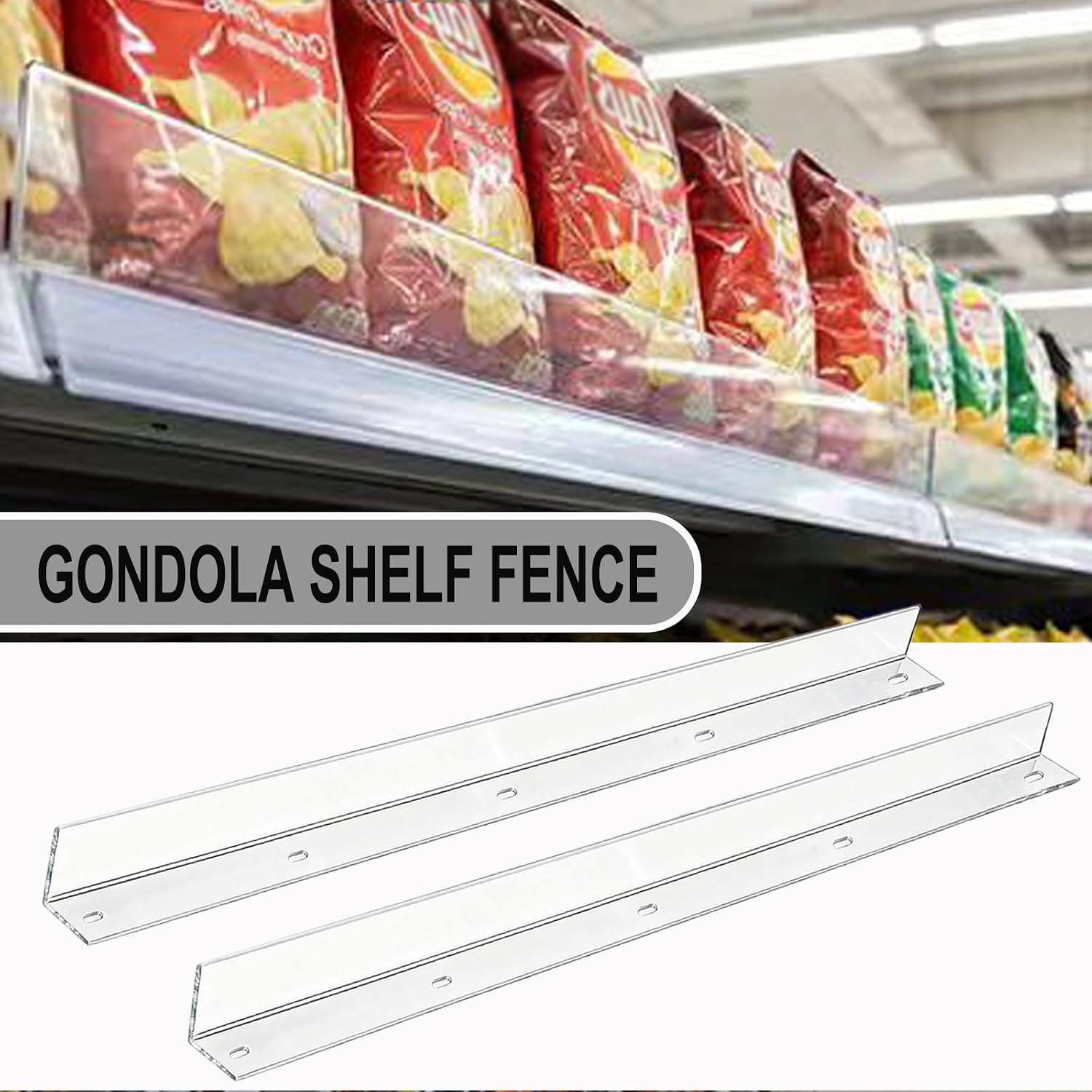 Gondola Shelf Fence - Retail Shelf Guard Rail,Clear Acrylic,for Retail Shelving and Display Shelves,10 Pack (3''H x 36''L)