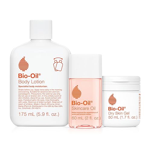 Bio-Oil Skincare Set for Scars, Stretch Marks, and Dry Skin, 3 Pc Travel Size Kit Includes Skin Care Oil (2 oz), Dry Skin Gel (1.7 oz), and Body Lotion (5.7 oz), Pregnancy and Maternity Stretch Marks